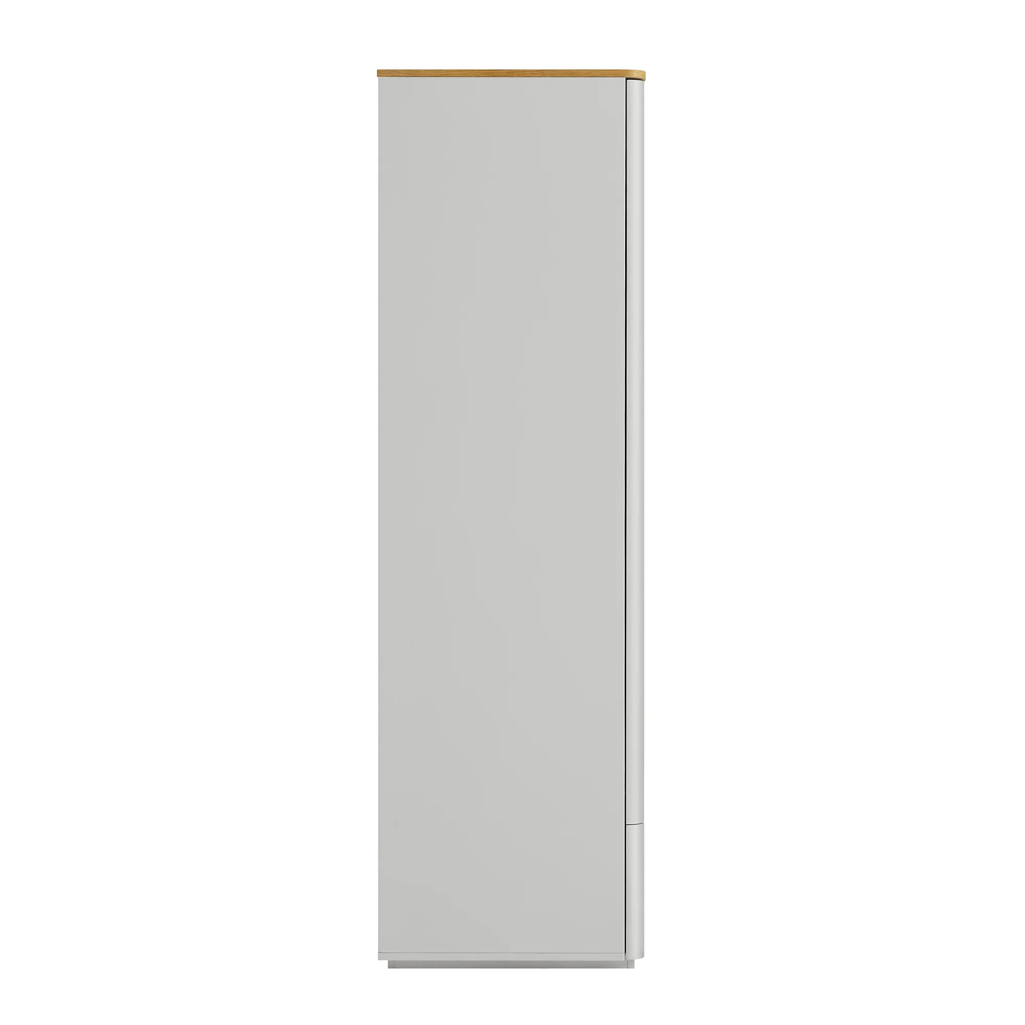Agnes Curved Edge Double Wardrobe, Dove Grey with Oak Top - Image 10