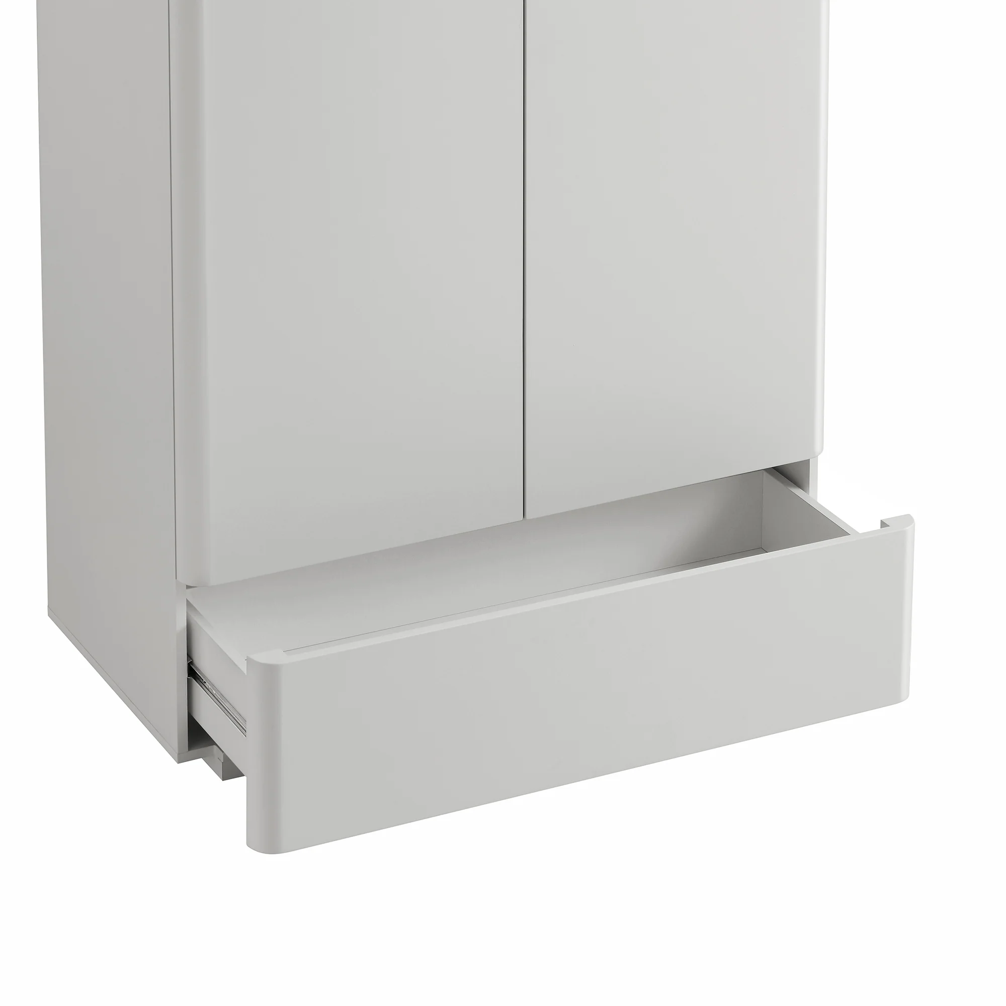 Agnes Curved Edge Double Wardrobe, Dove Grey with Oak Top - Image 15