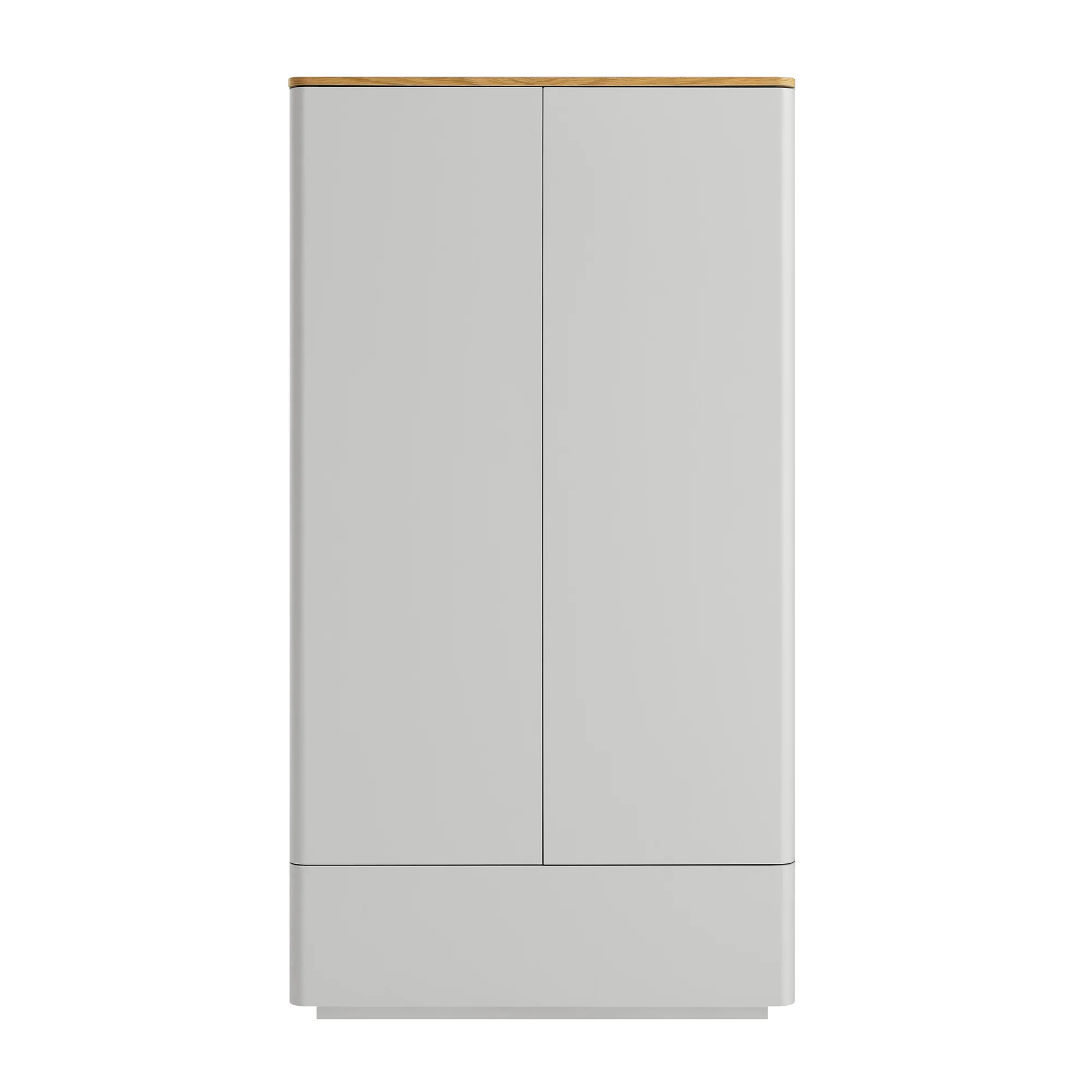 Agnes Curved Edge Double Wardrobe, Dove Grey with Oak Top - Image 5