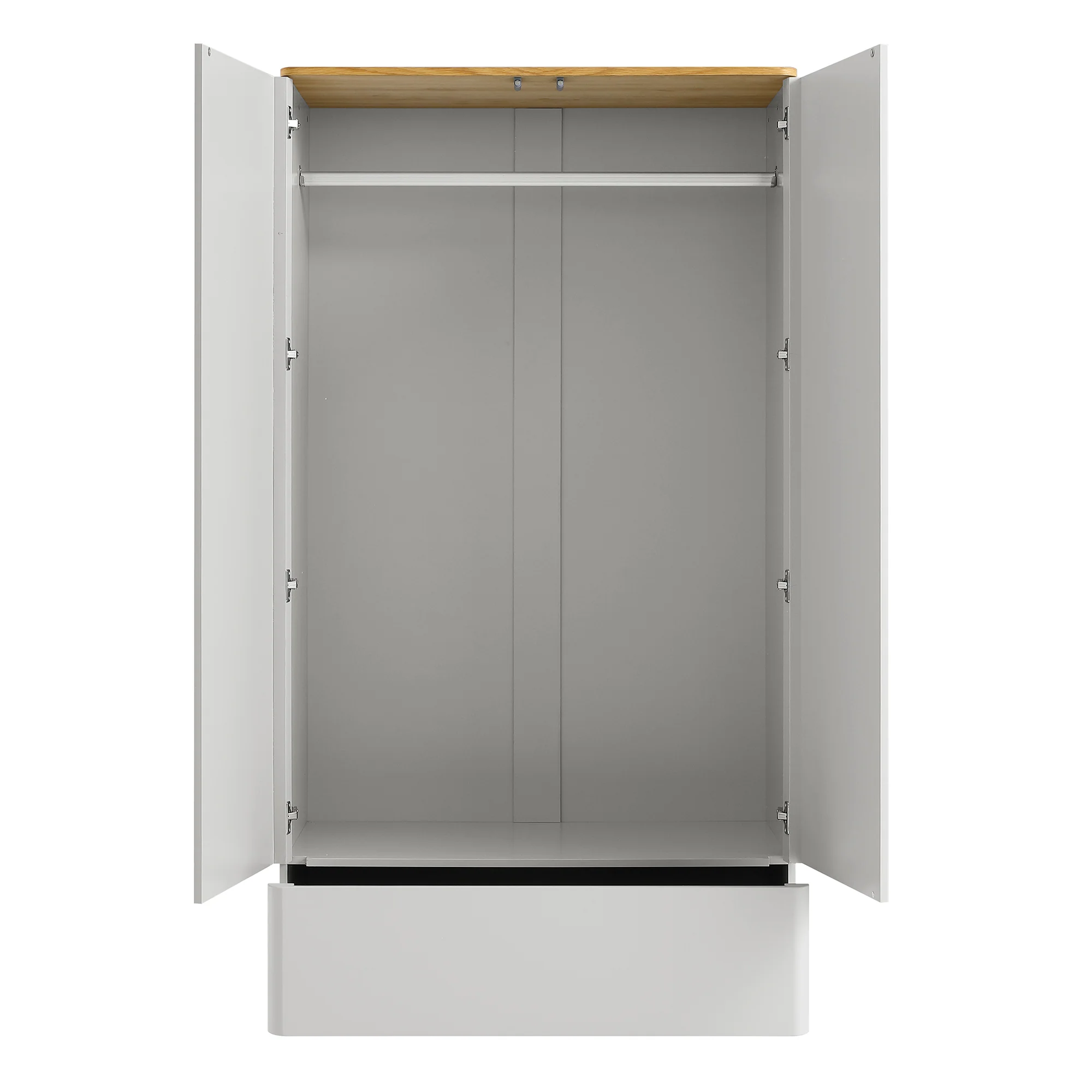 Agnes Curved Edge Double Wardrobe, Dove Grey with Oak Top - Image 8