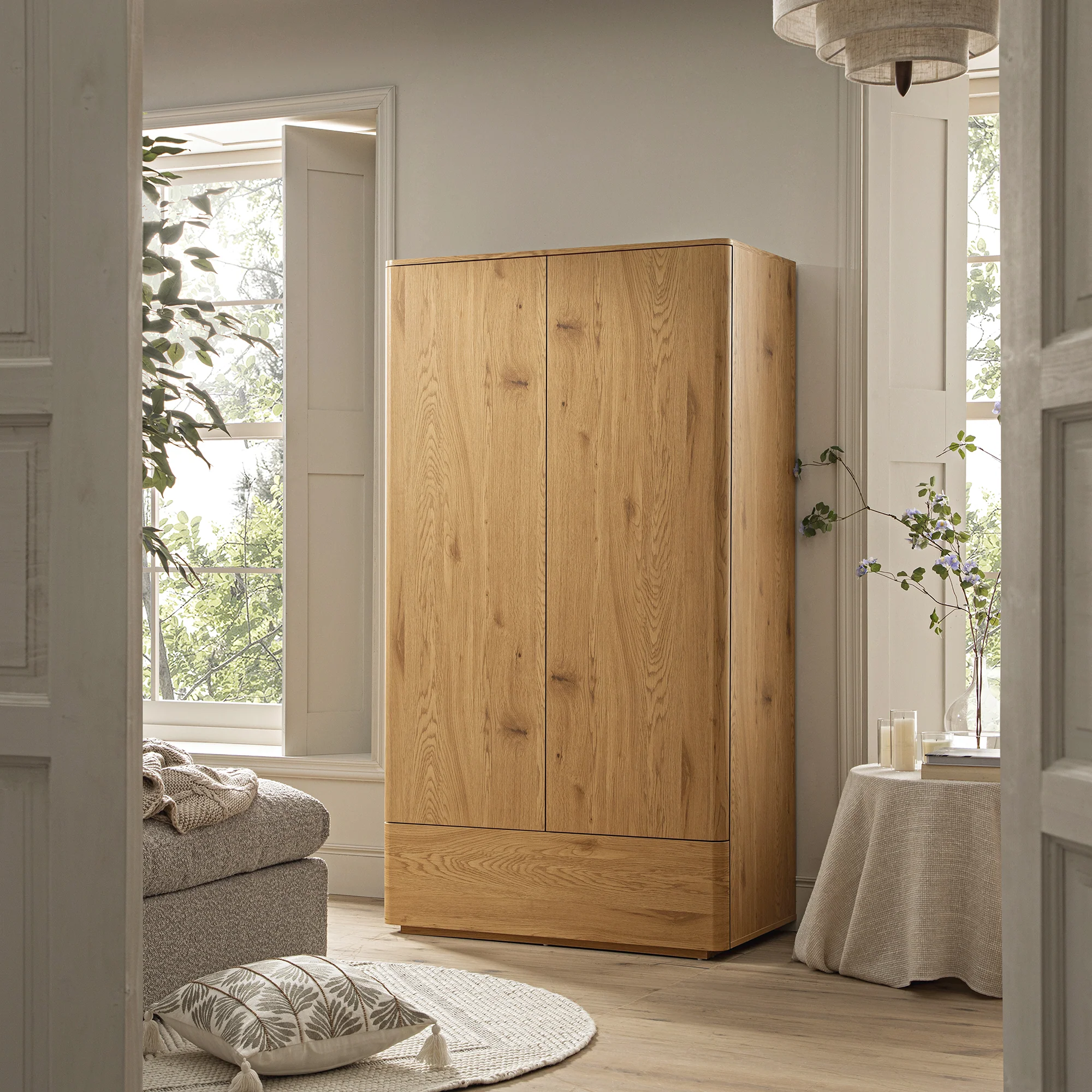Agnes Curved Edge Double Wardrobe, Natural - Image 3