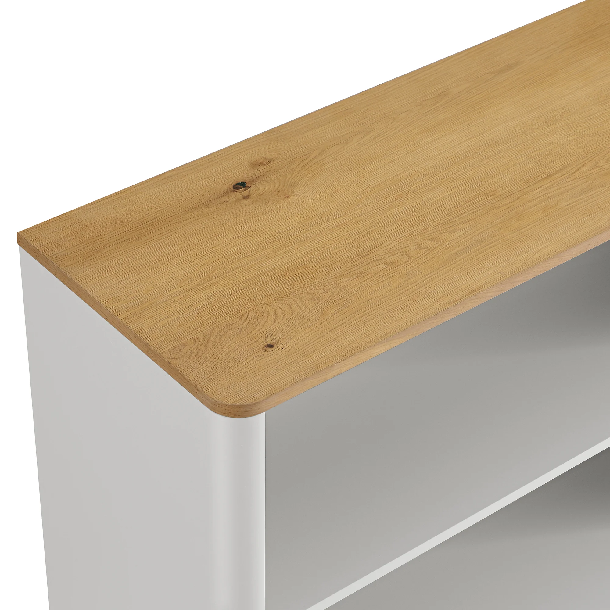 Agnes Curved Edge Dresser, Dove Grey with Oak Top - Image 11