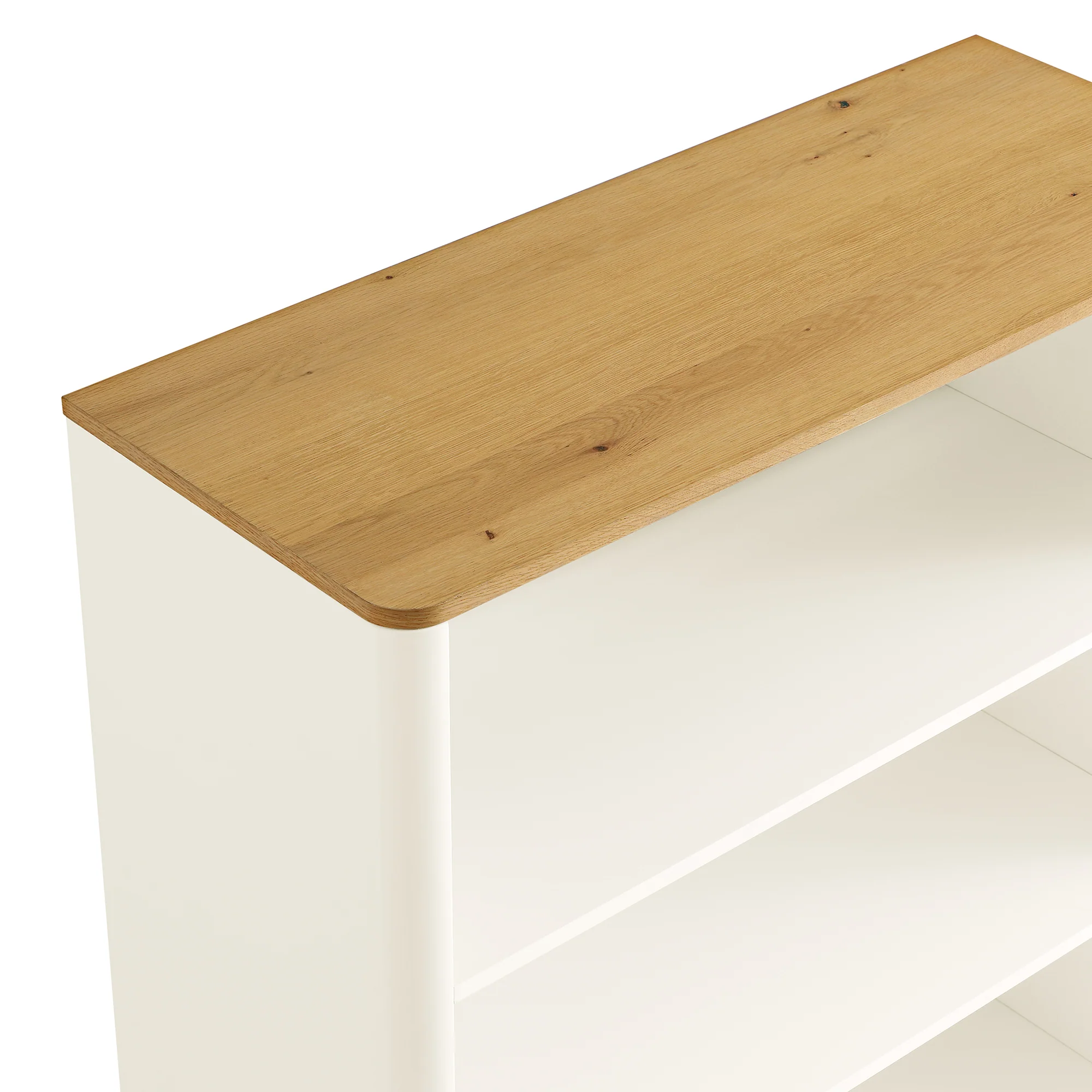 Agnes Curved Edge Dresser, Off White with Oak Top - Image 11