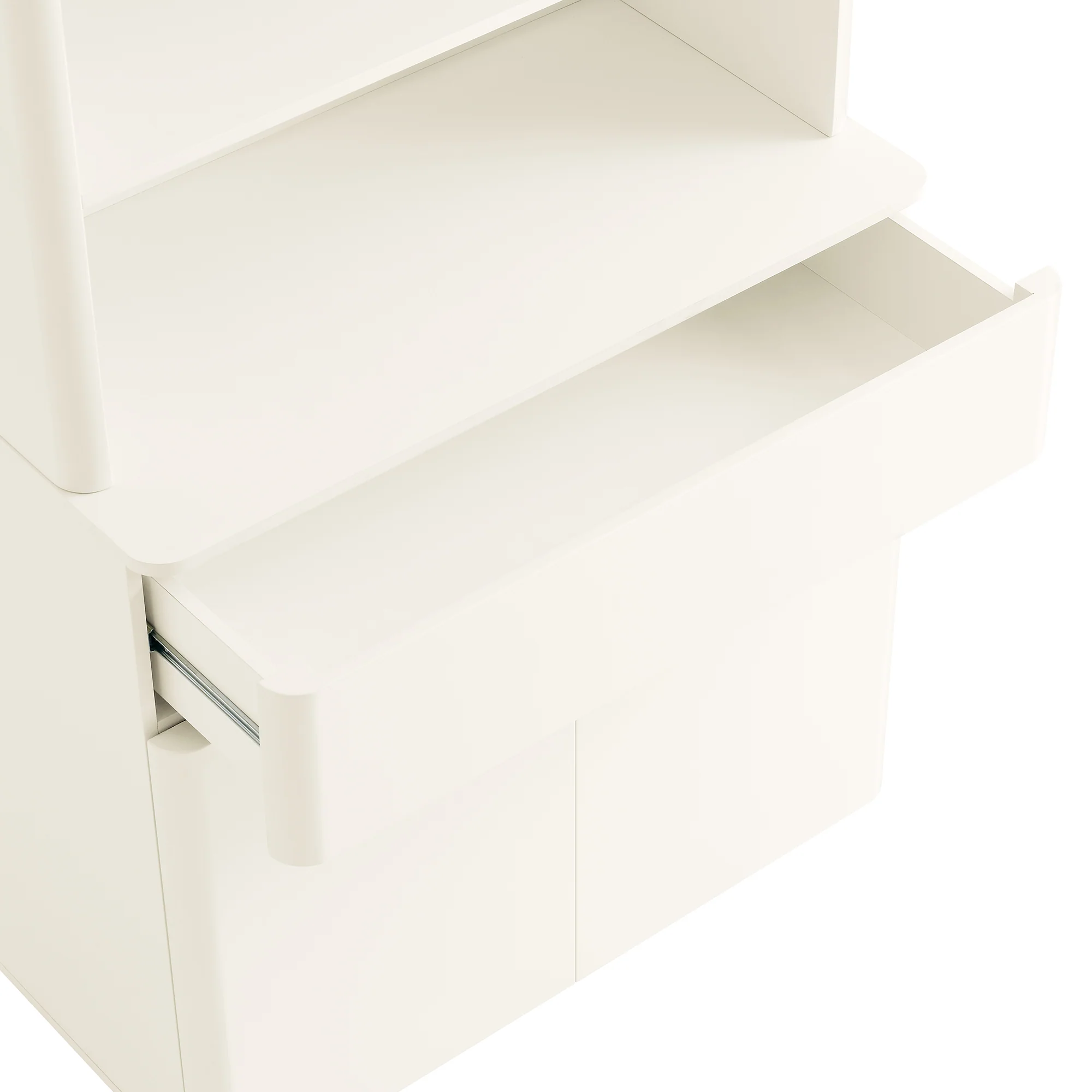 Agnes Curved Edge Dresser, Off White with Oak Top - Image 12
