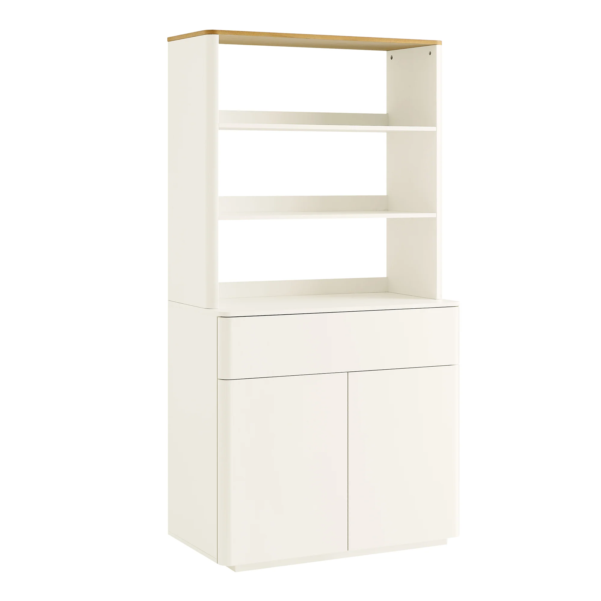 Agnes Curved Edge Dresser, Off White with Oak Top - Image 5