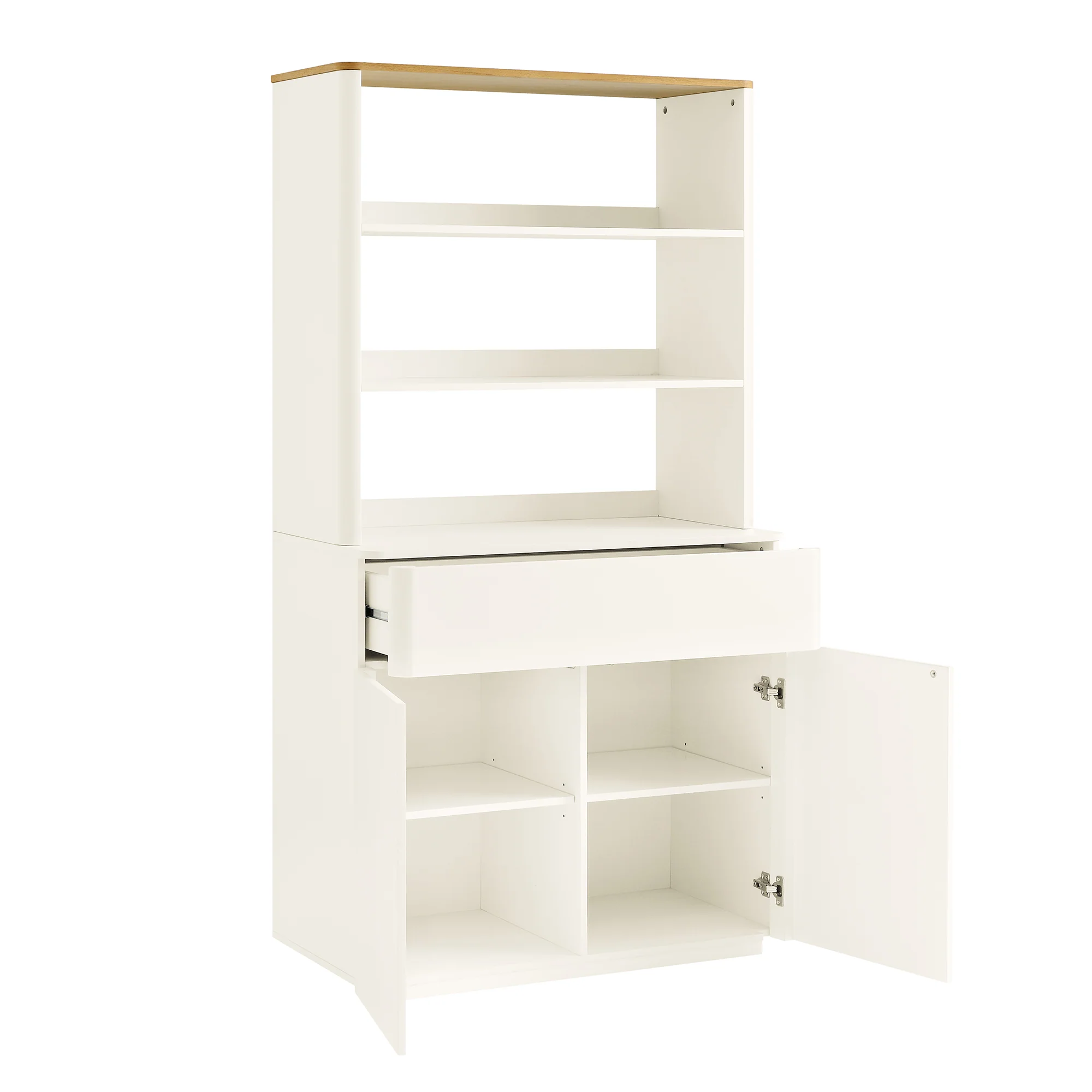 Agnes Curved Edge Dresser, Off White with Oak Top - Image 7