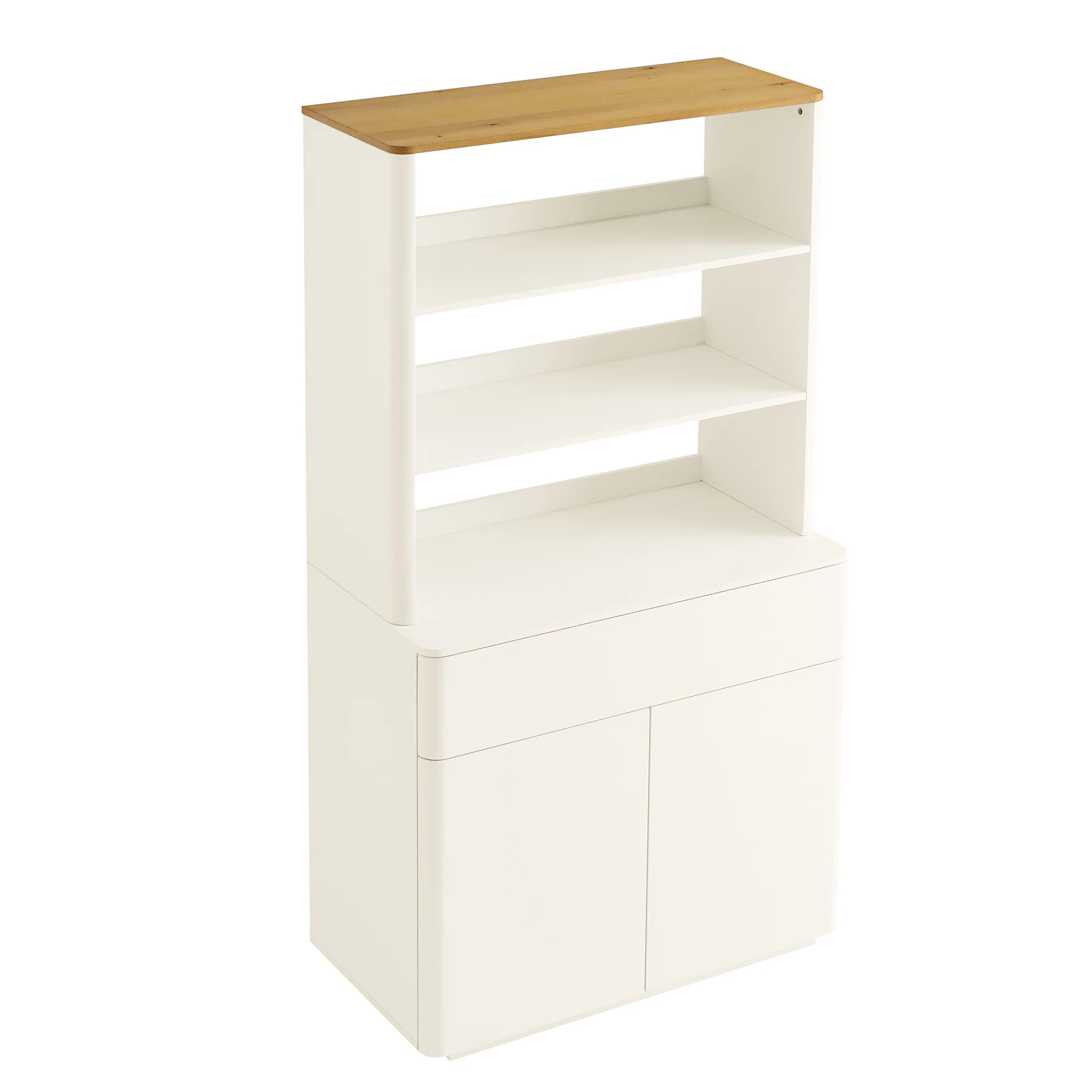 Agnes Curved Edge Dresser, Off White with Oak Top - Image 8