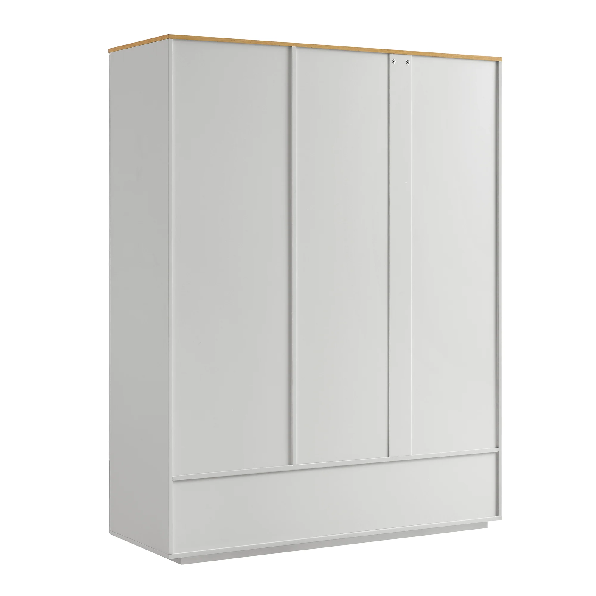 Agnes Curved Edge Triple Wardrobe, Dove Grey with Oak Top - Image 11
