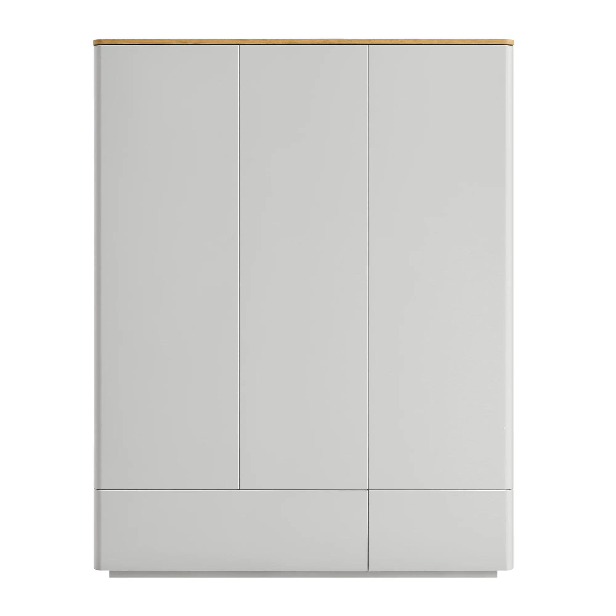 Agnes Curved Edge Triple Wardrobe, Dove Grey with Oak Top - Image 5