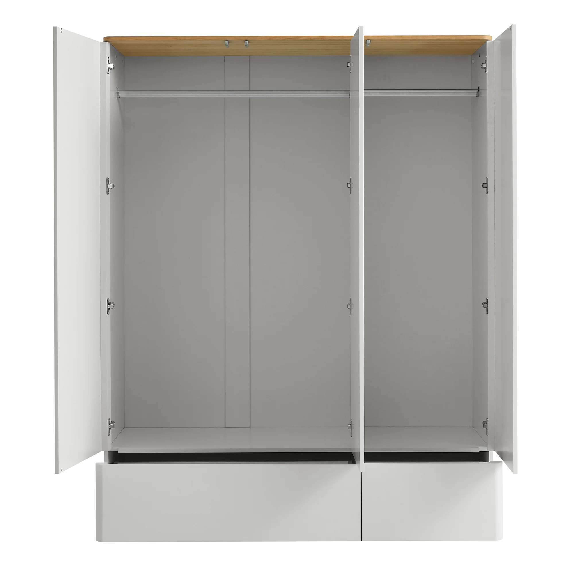 Agnes Curved Edge Triple Wardrobe, Dove Grey with Oak Top - Image 8