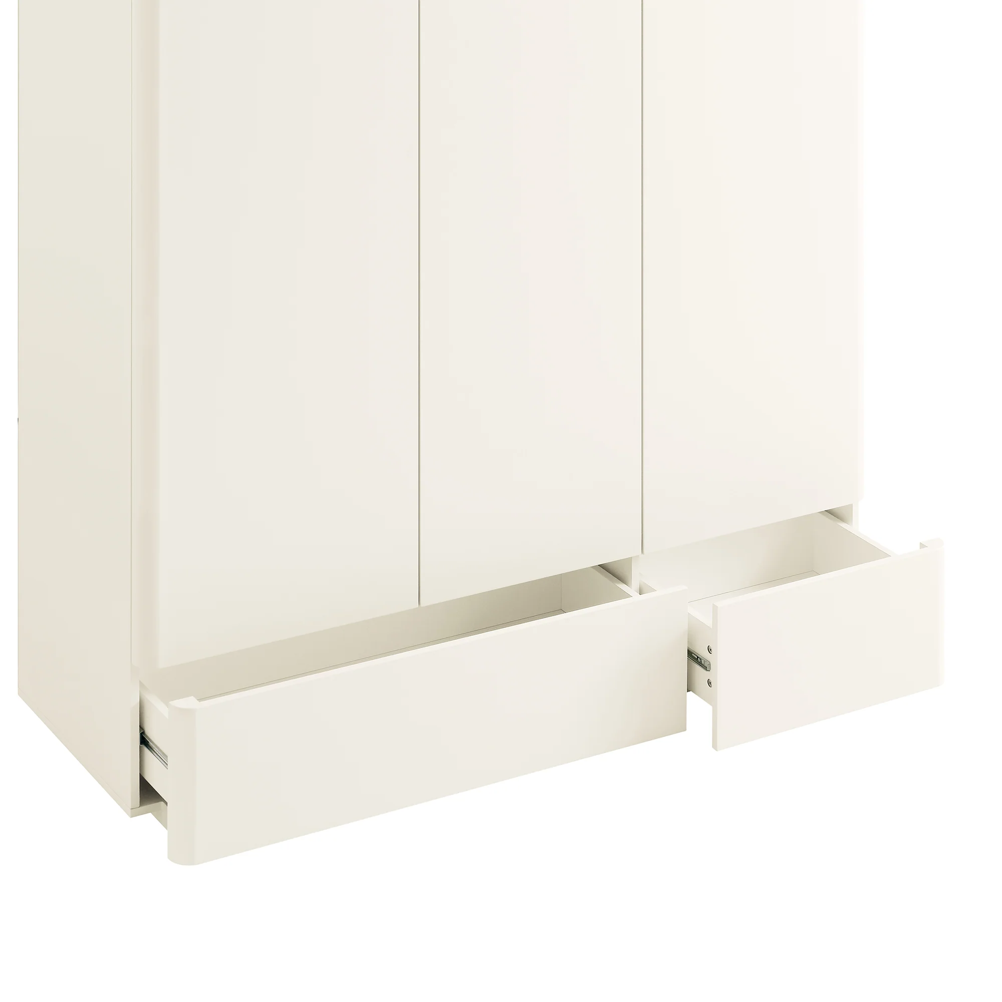 Agnes Curved Edge Triple Wardrobe, Off White with Oak Top - Image 13