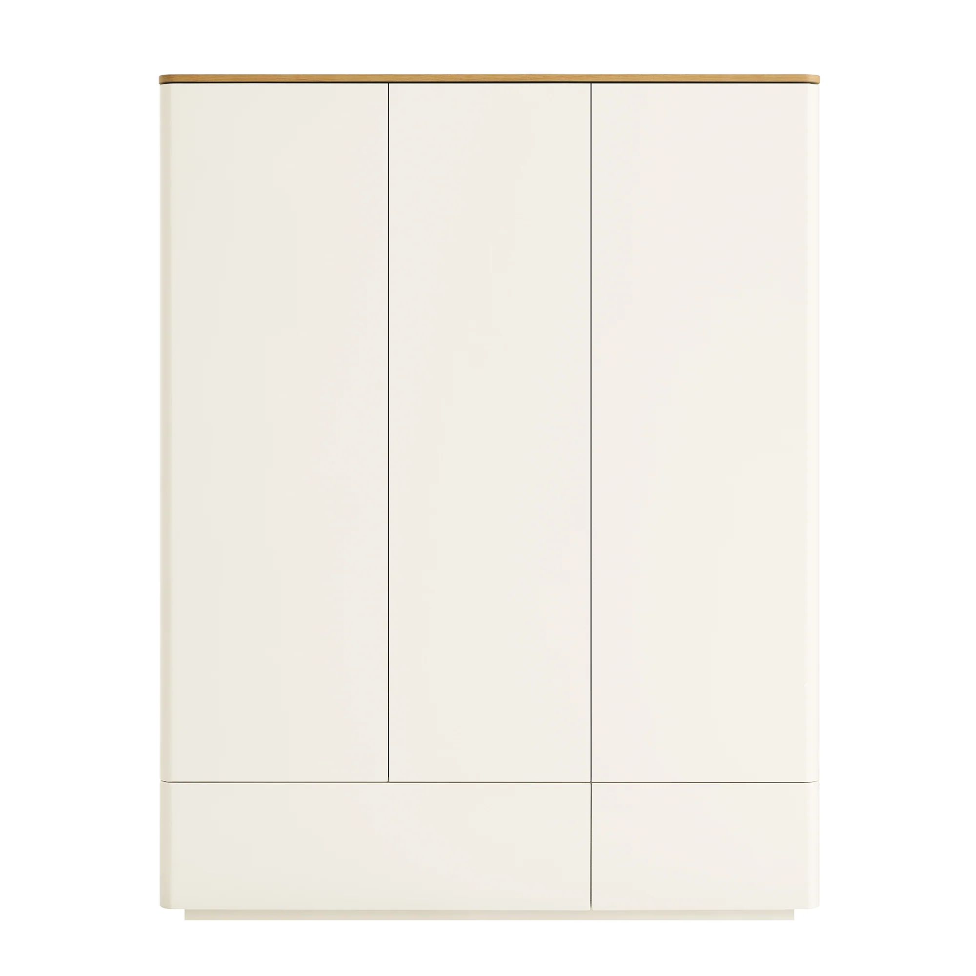Agnes Curved Edge Triple Wardrobe, Off White with Oak Top - Image 4