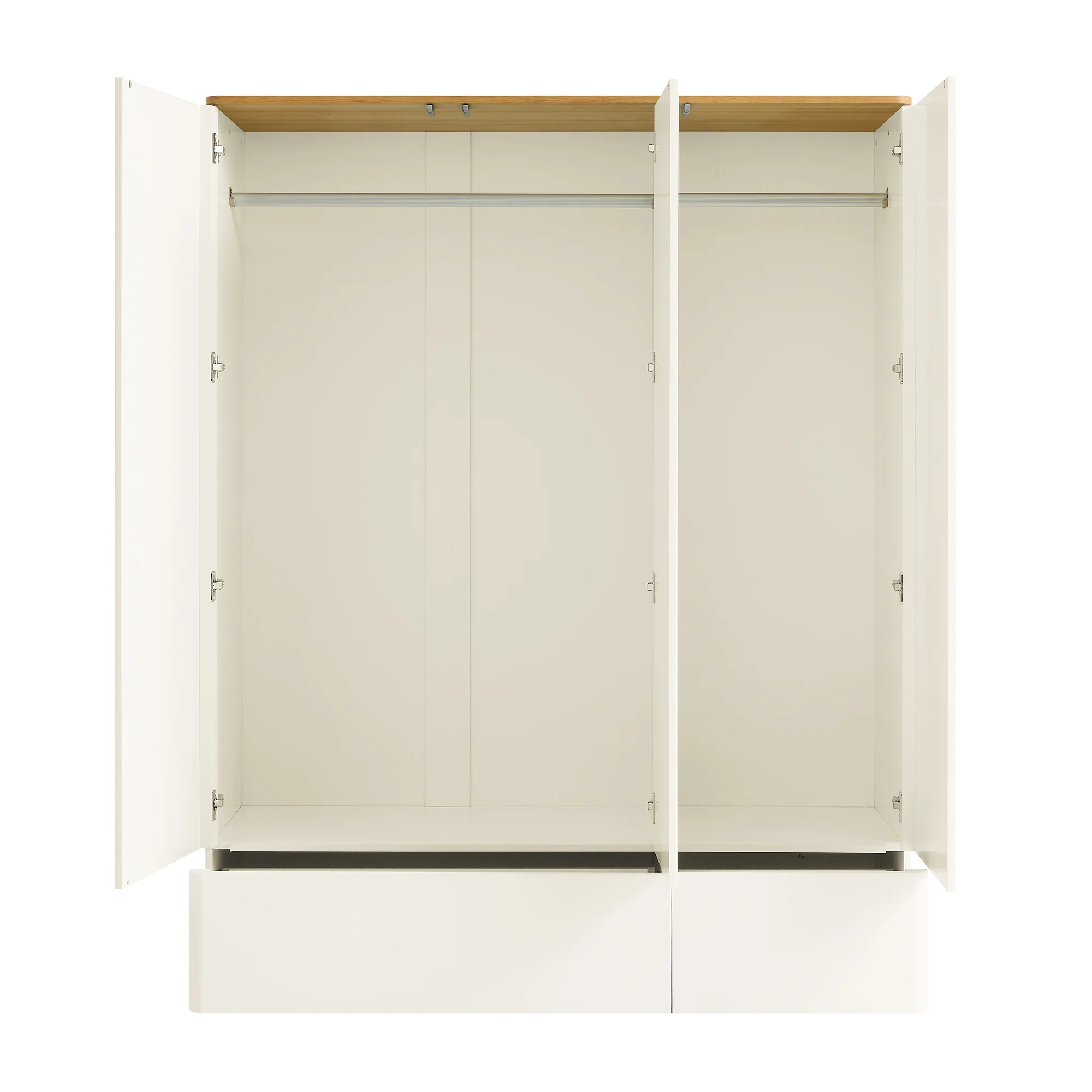 Agnes Curved Edge Triple Wardrobe, Off White with Oak Top - Image 7