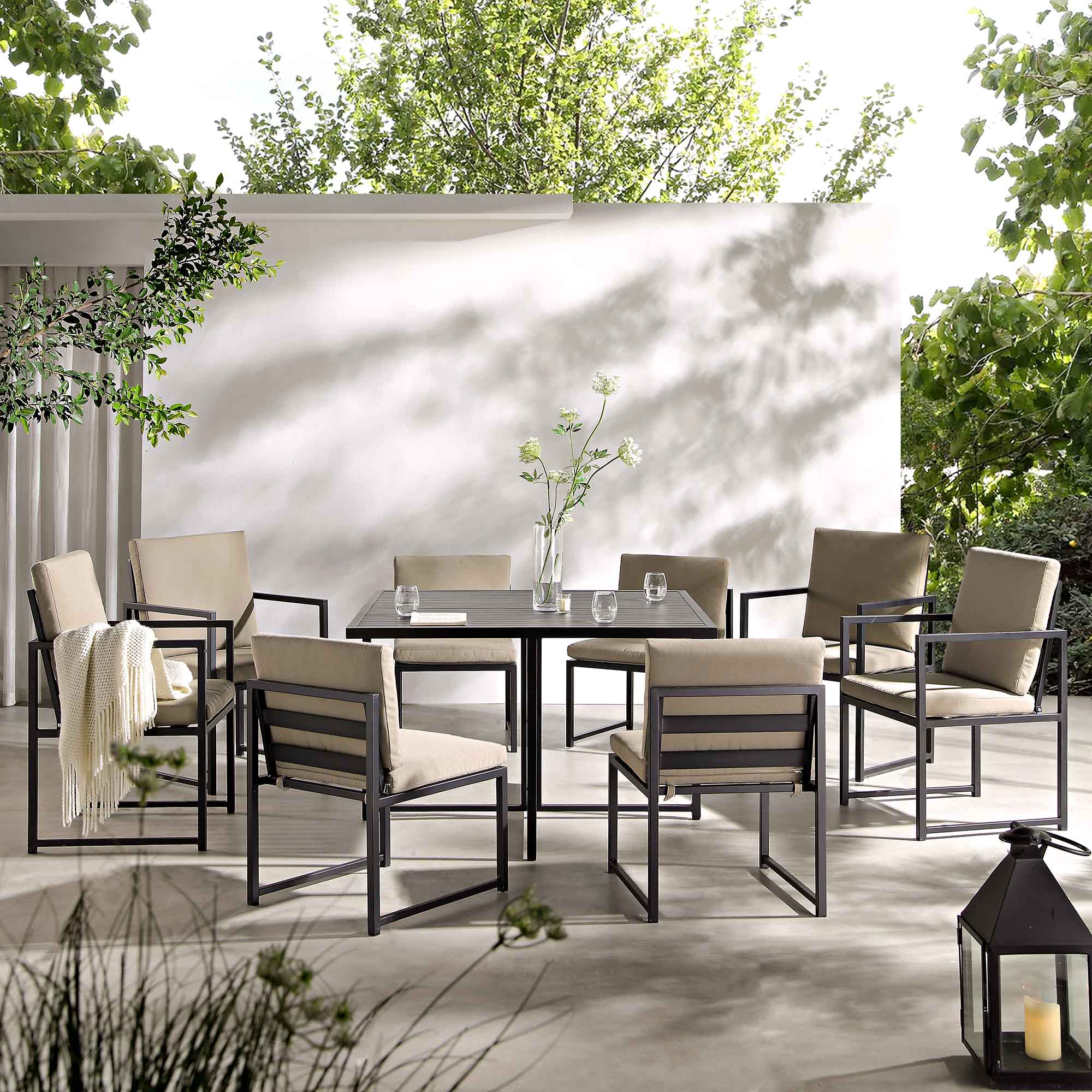Albany Aluminium 9-Piece Outdoor Cube Dining Set,Taupe - Image 2