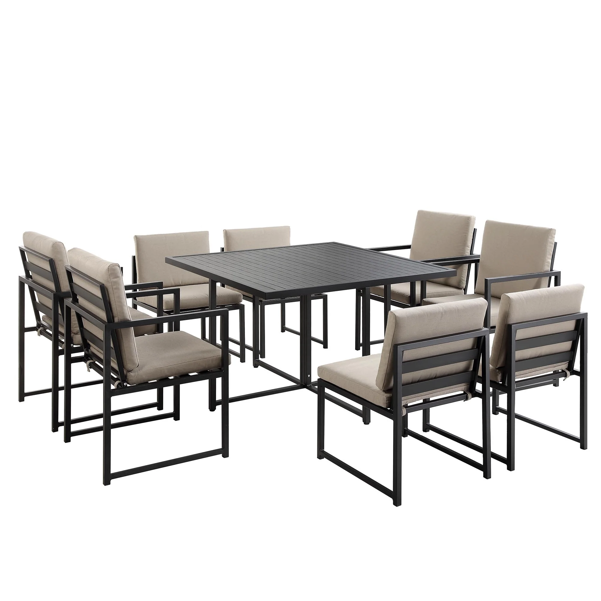 Albany Aluminium 9-Piece Outdoor Cube Dining Set,Taupe - Image 4
