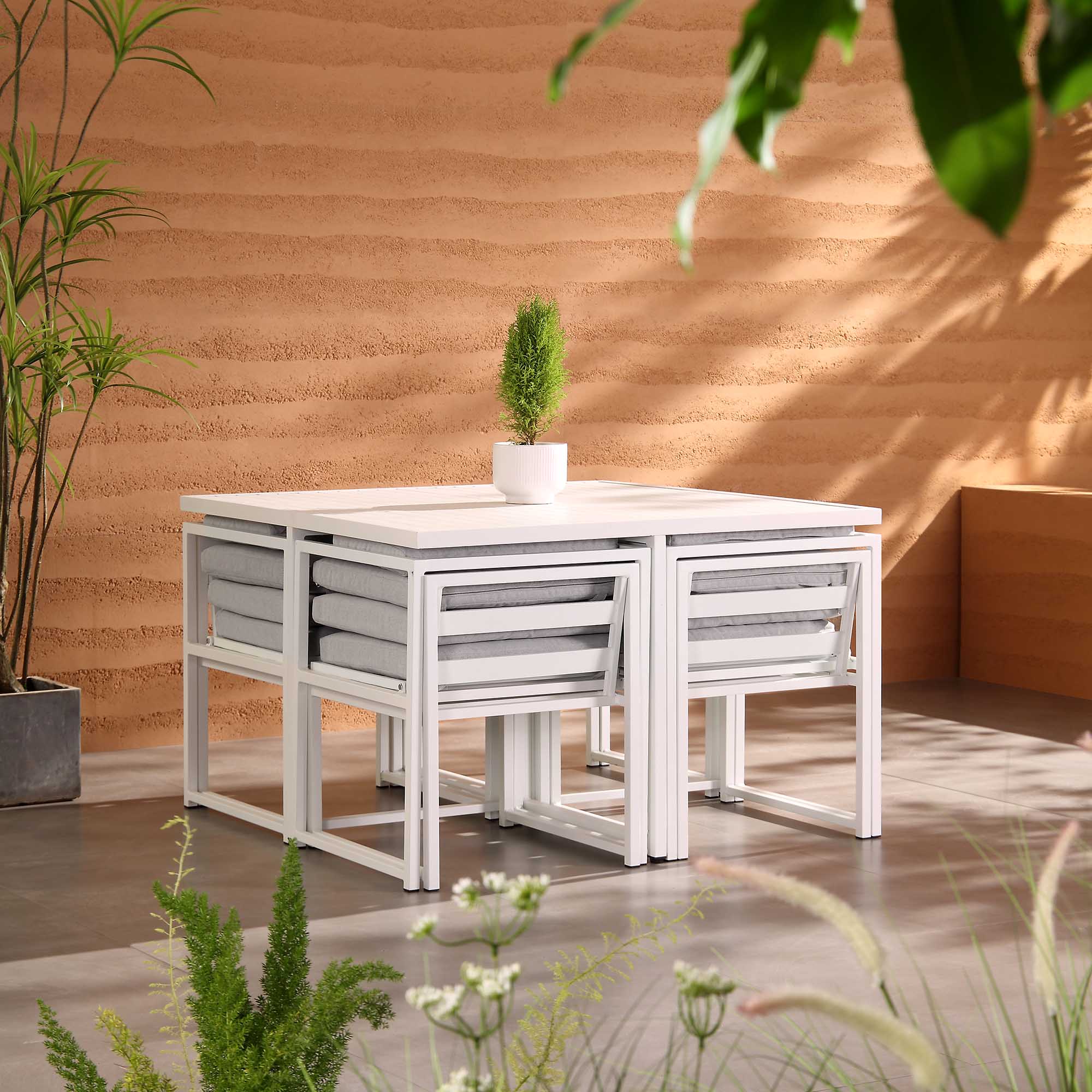 Albany Aluminium 9-Piece Outdoor Cube Dining Set, White - Image 3