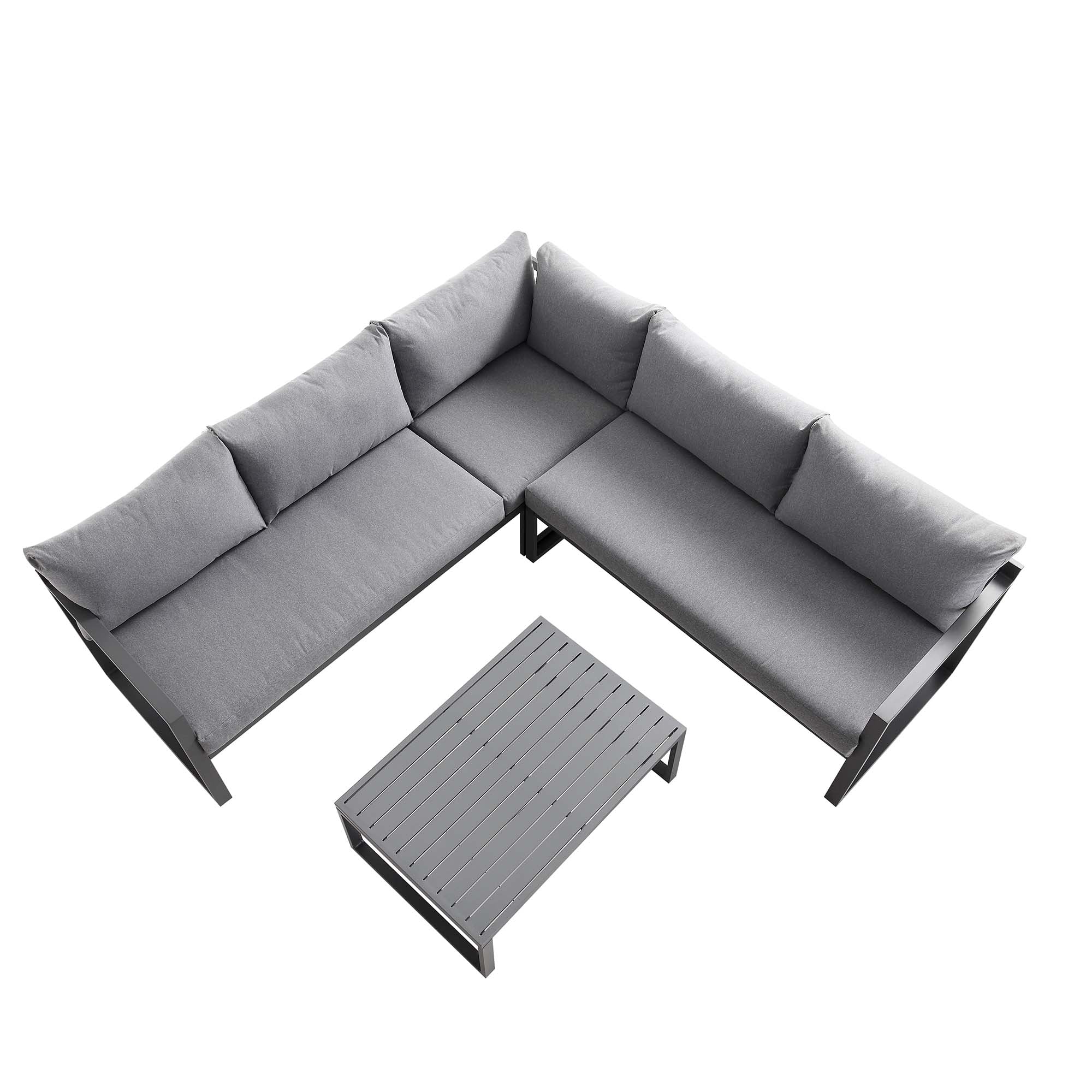 Albany Aluminium Corner Sofa Set with Reclining Back and Coffee Table, Grey - Image 10