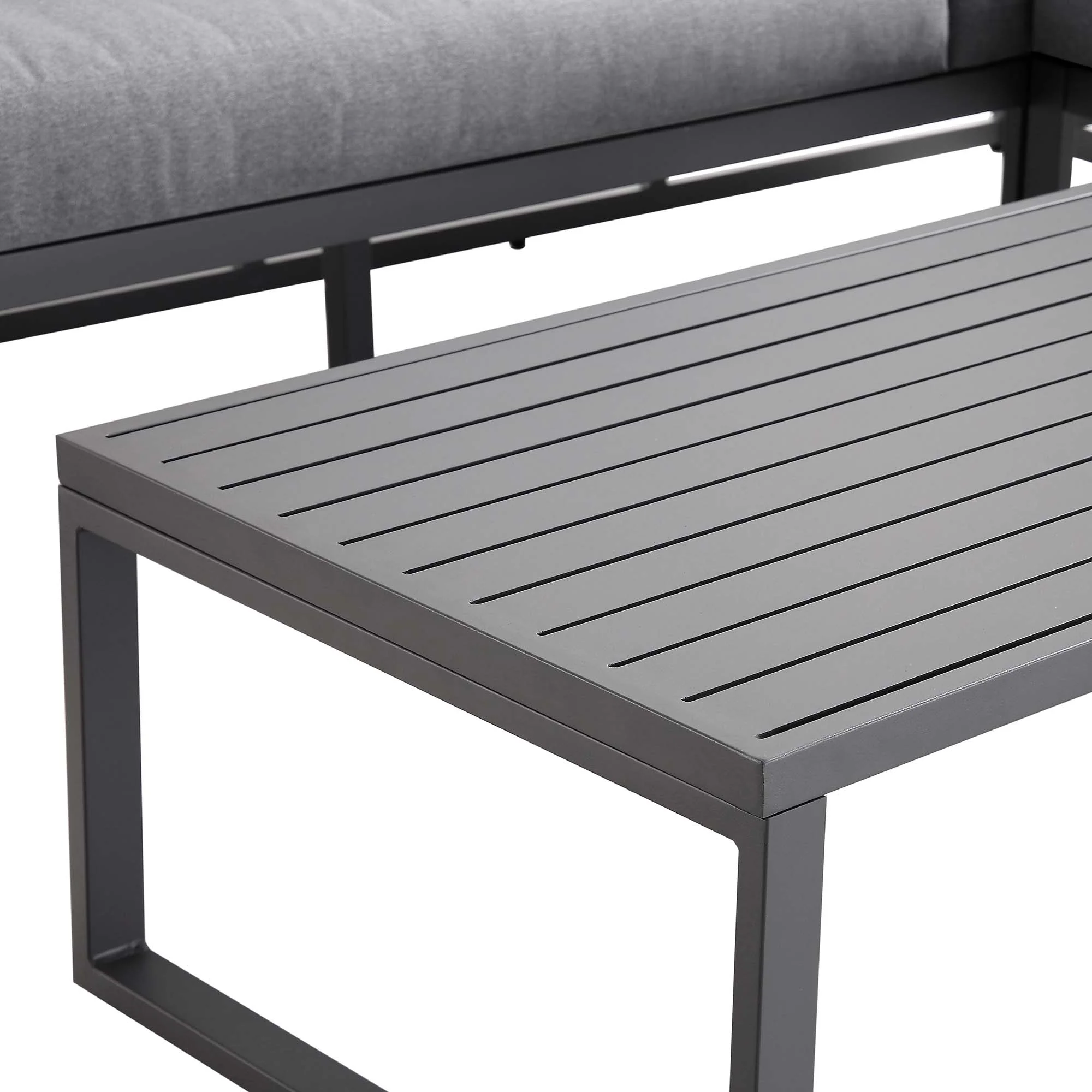 Albany Aluminium Corner Sofa Set with Reclining Back and Coffee Table, Grey - Image 15