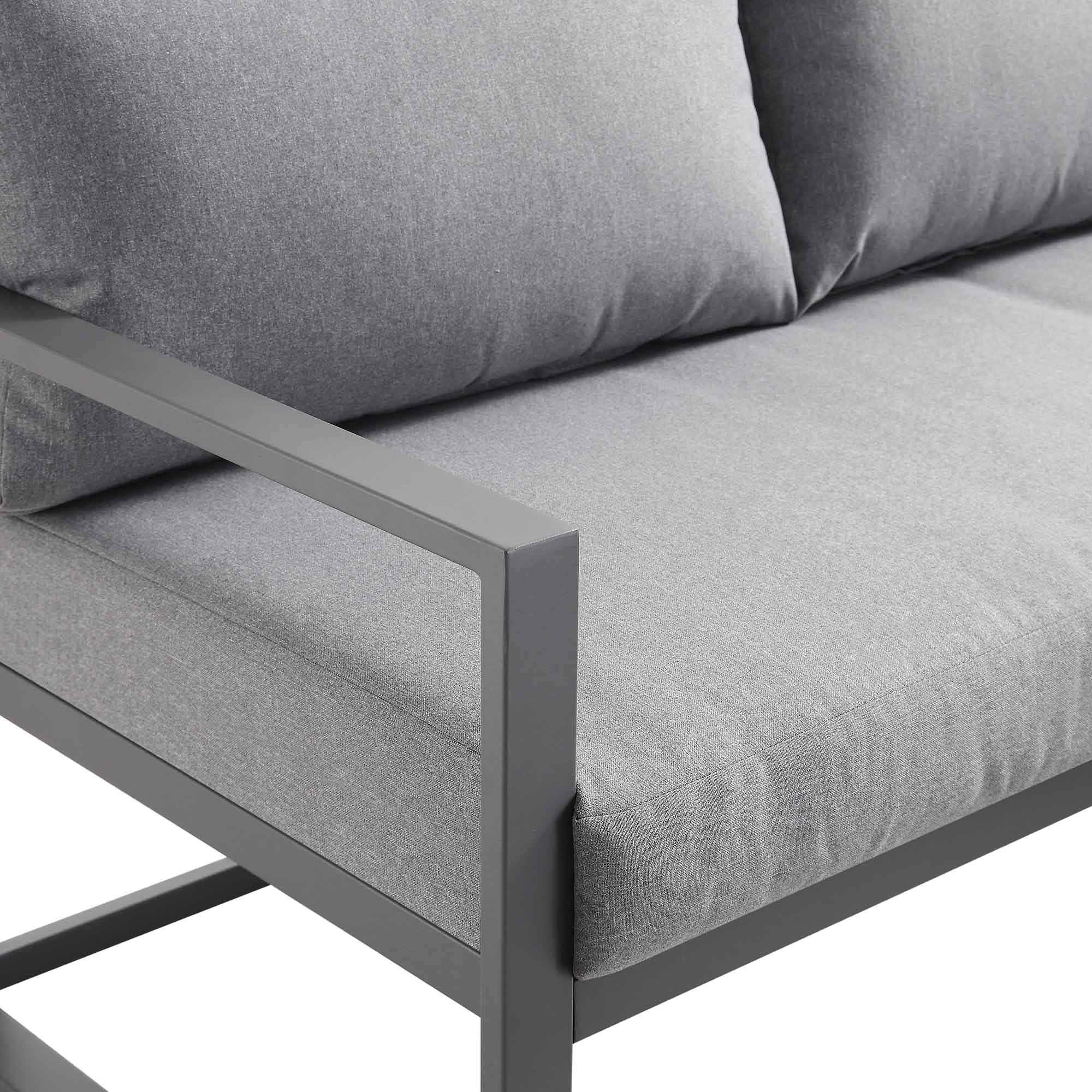 Albany Aluminium Corner Sofa Set with Reclining Back and Coffee Table, Grey - Image 16