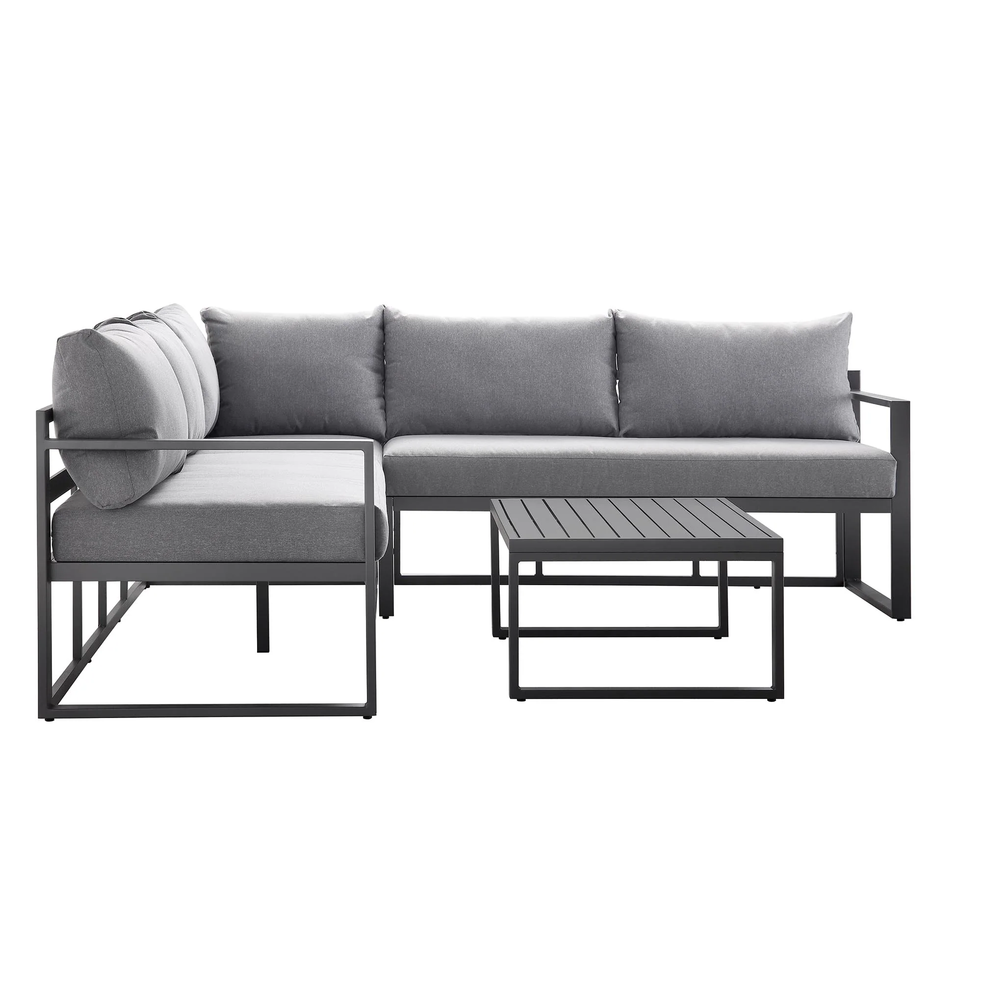 Albany Aluminium Corner Sofa Set with Reclining Back and Coffee Table, Grey - Image 9