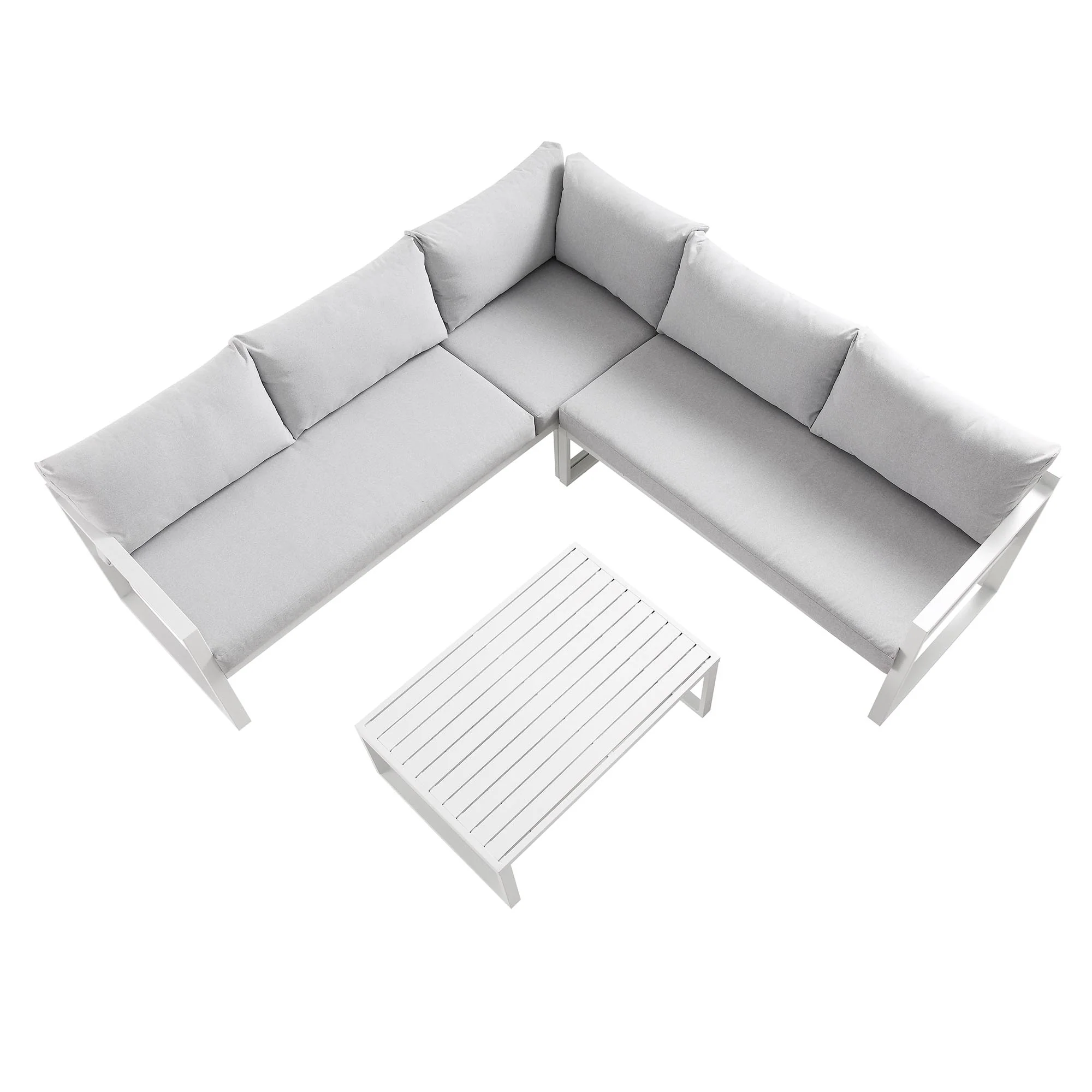 Albany Aluminium Corner Sofa Set with Reclining Back and Coffee Table, White - Image 10