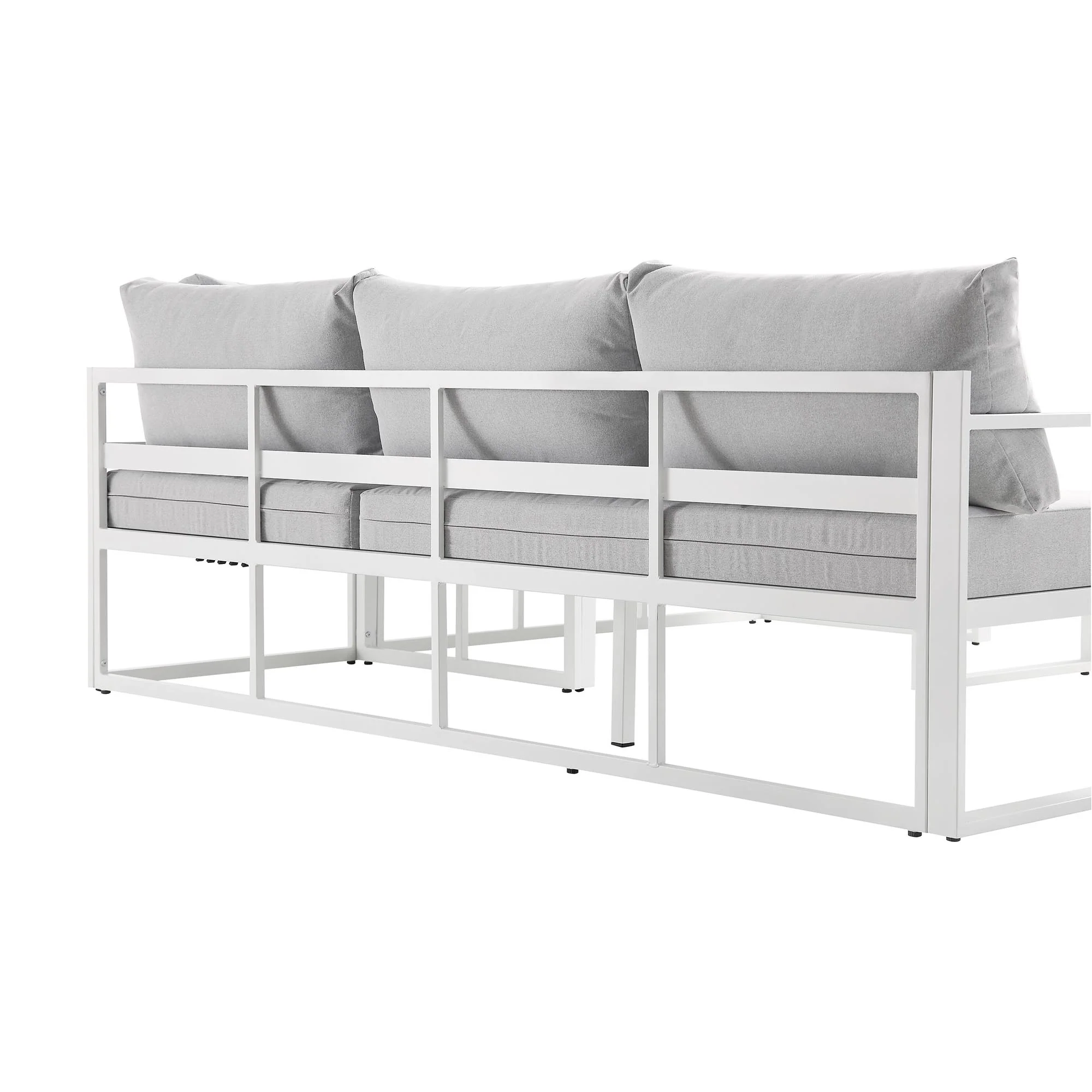 Albany Aluminium Corner Sofa Set with Reclining Back and Coffee Table, White - Image 13
