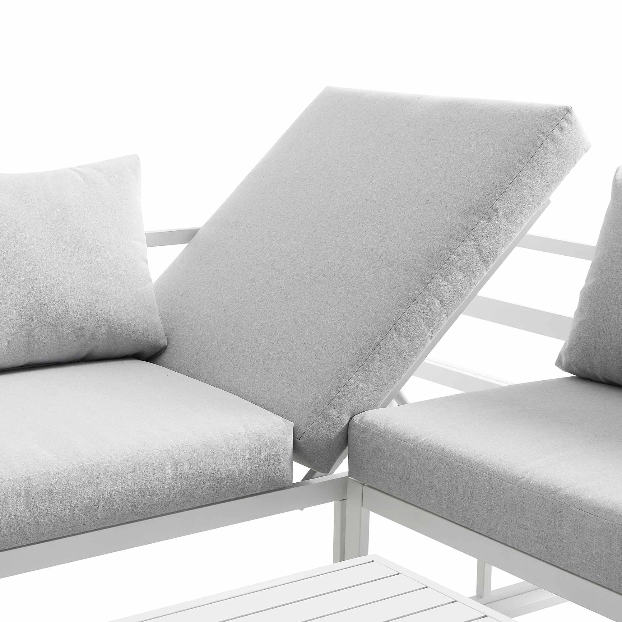 Albany Aluminium Corner Sofa Set with Reclining Back and Coffee Table, White - Image 14
