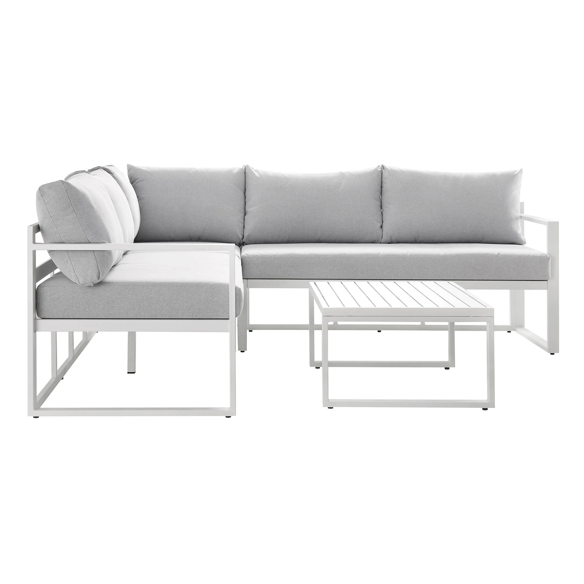 Albany Aluminium Corner Sofa Set with Reclining Back and Coffee Table, White - Image 9
