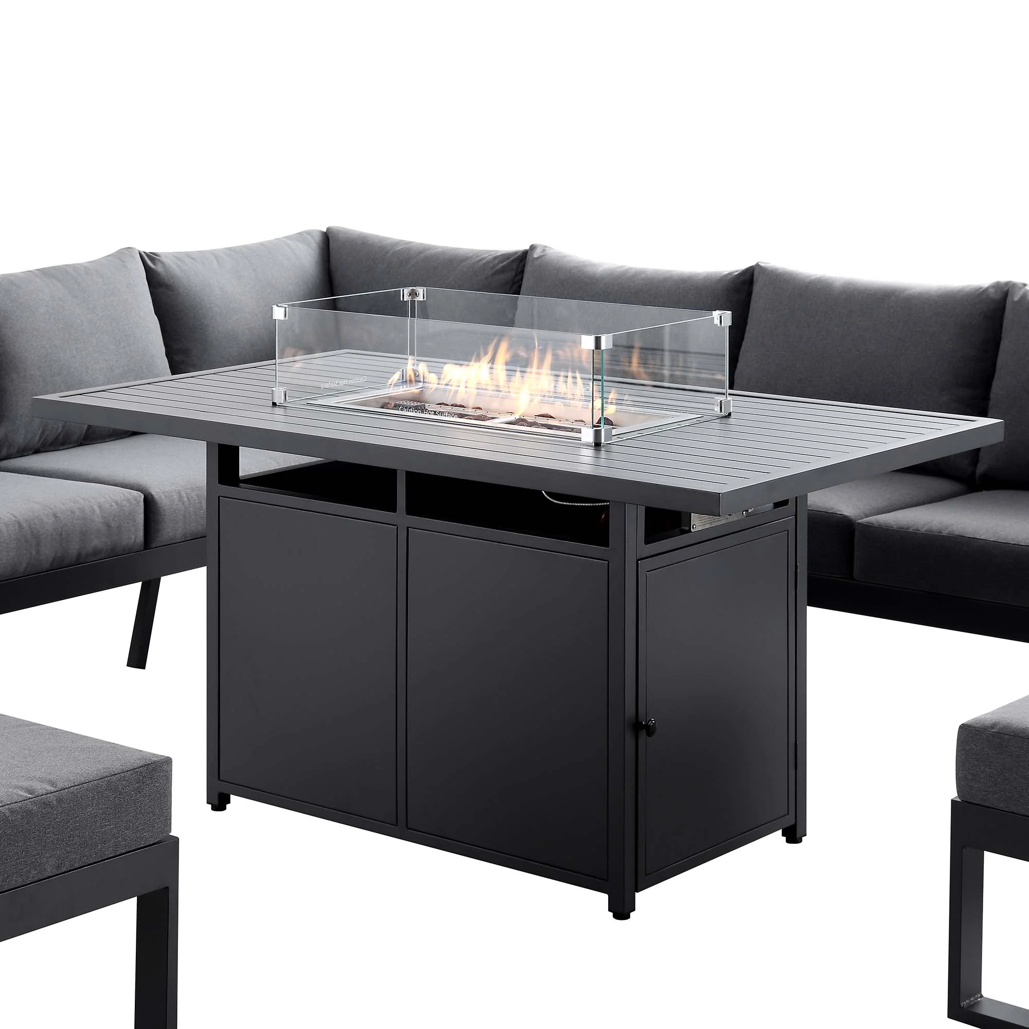 Albany Aluminium Large Corner Casual Dining Set with Firepit Table, Grey - Image 19