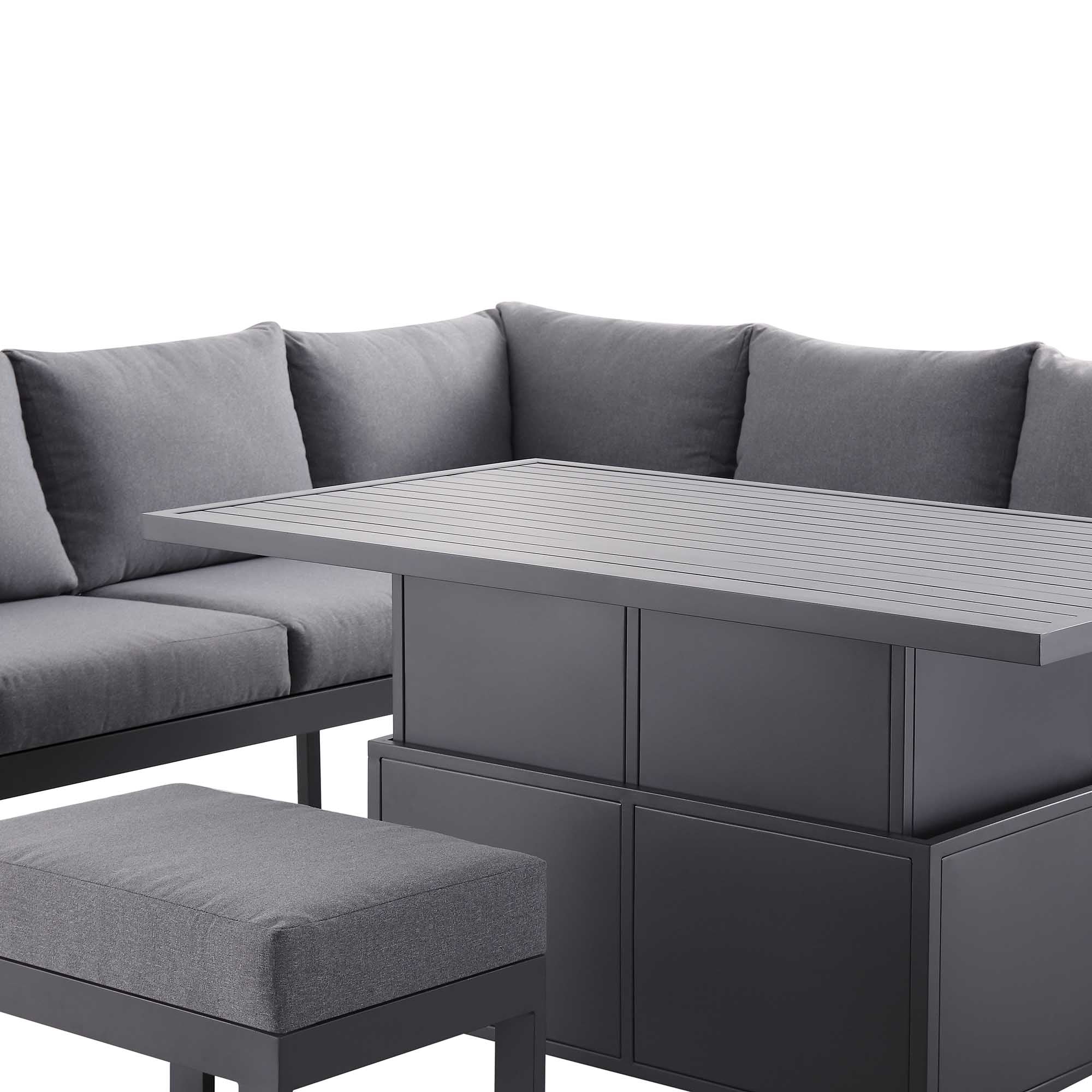 Albany Aluminium Large Corner Casual Dining Set with Rising Table, Grey - Image 11