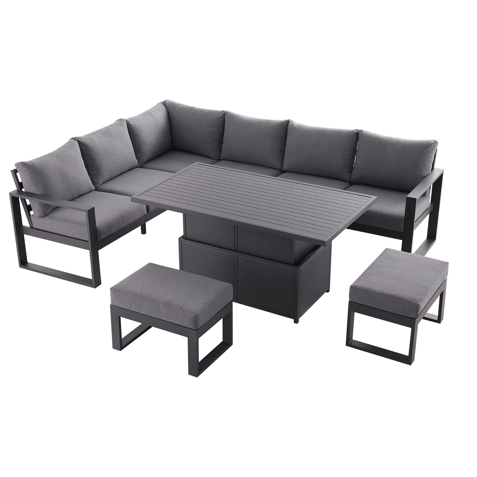 Albany Aluminium Large Corner Casual Dining Set with Rising Table, Grey - Image 6