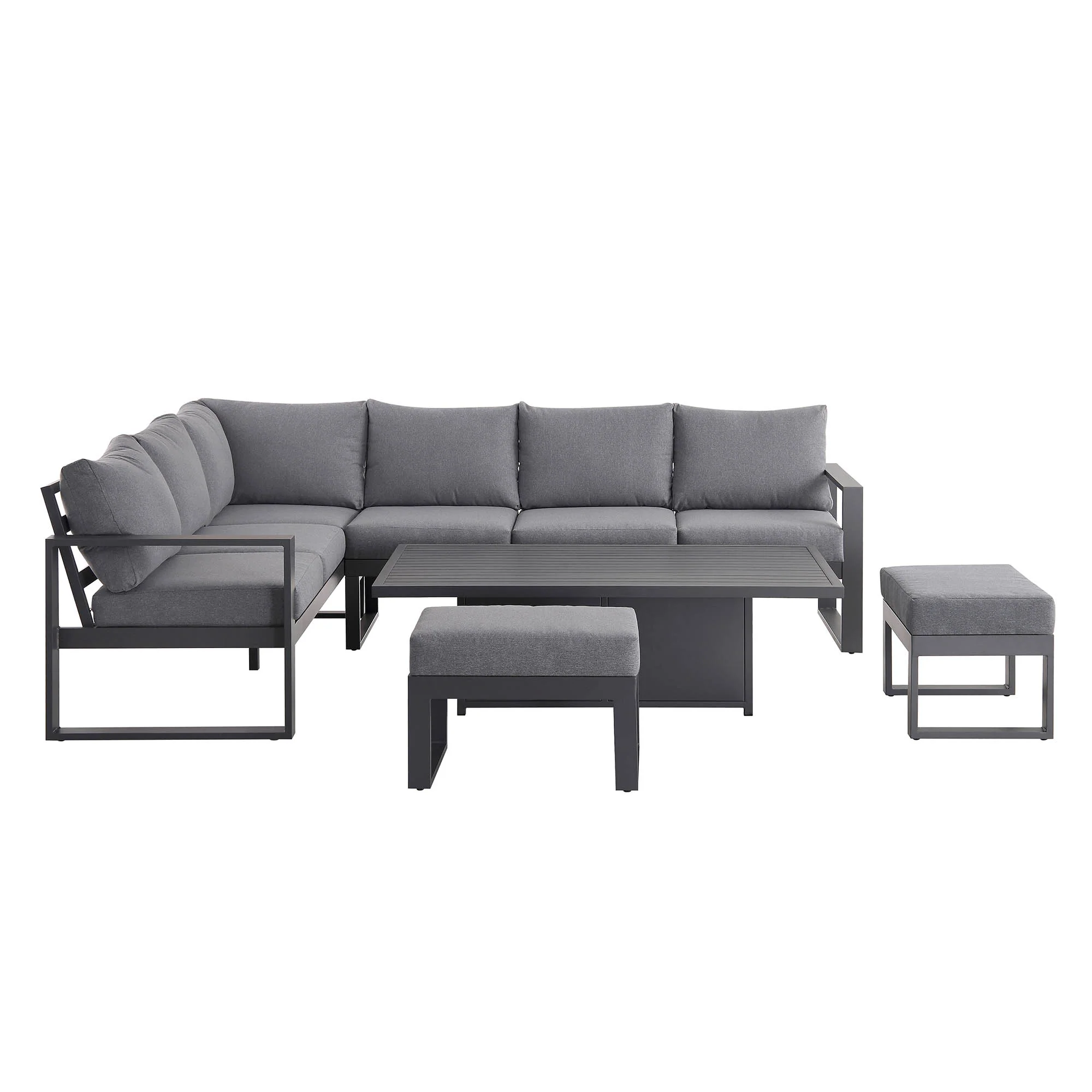 Albany Aluminium Large Corner Casual Dining Set with Rising Table, Grey - Image 8