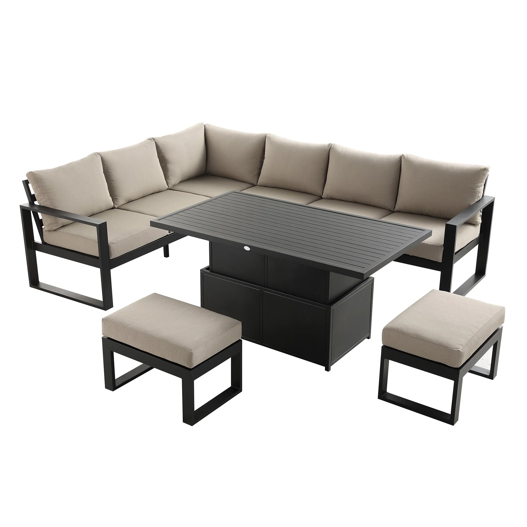 Albany Aluminium Large Corner Casual Dining Set with Rising Table, Taupe - Image 10