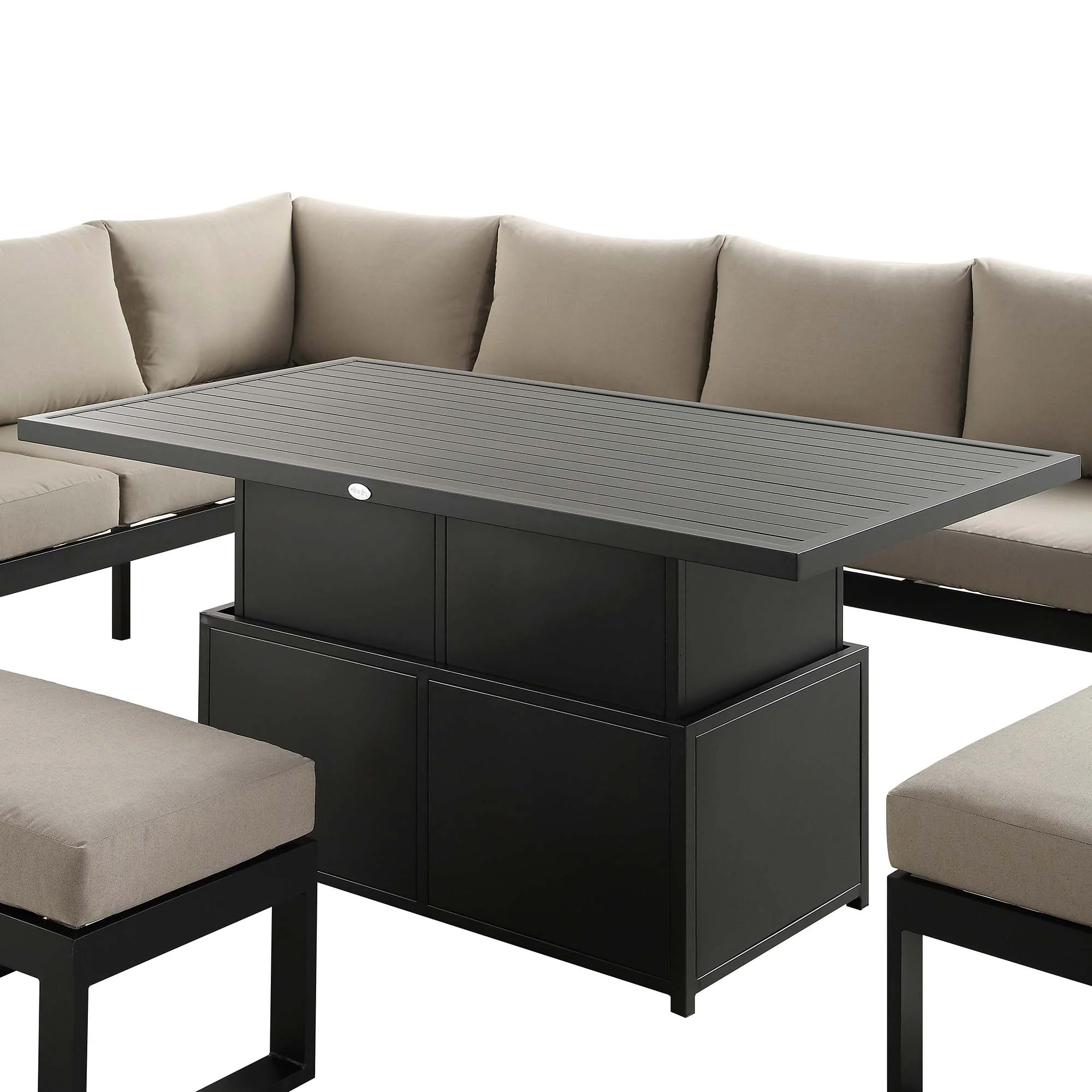 Albany Aluminium Large Corner Casual Dining Set with Rising Table, Taupe - Image 12
