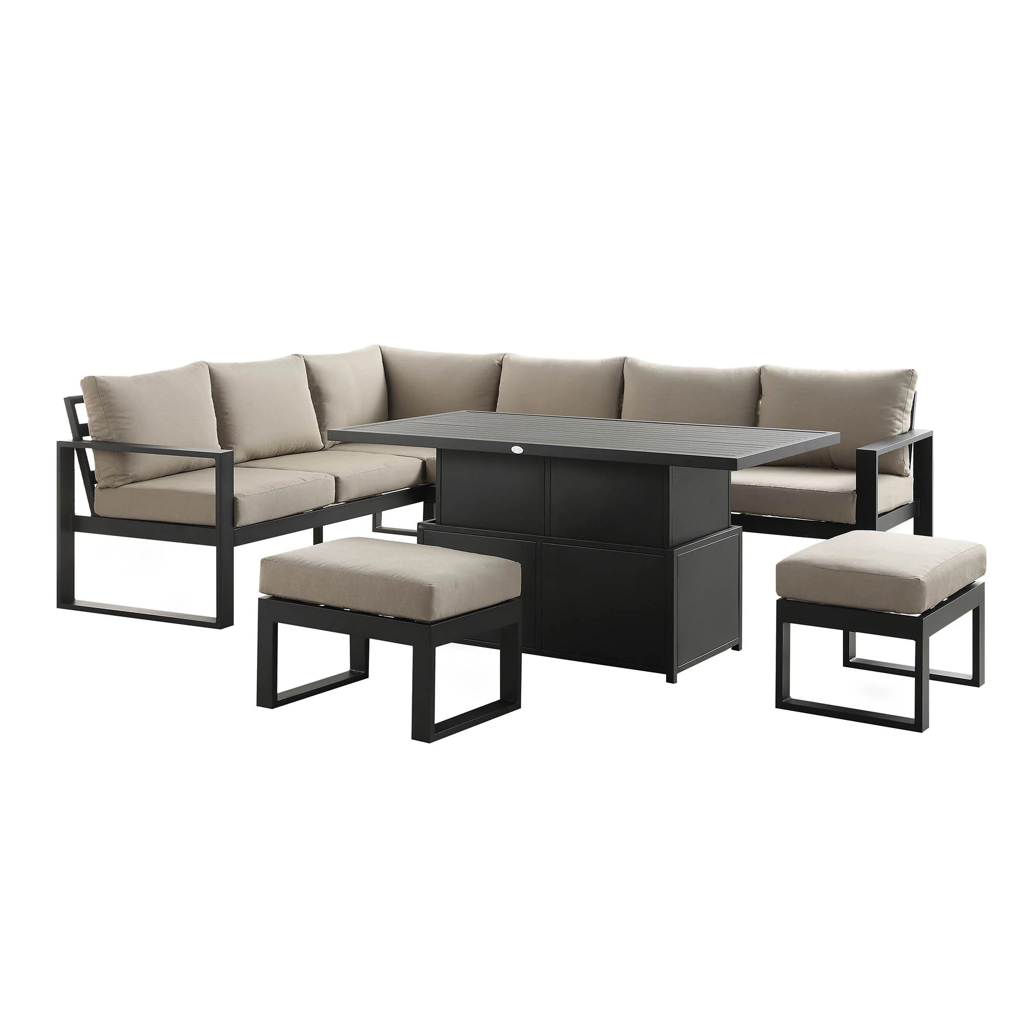 Albany Aluminium Large Corner Casual Dining Set with Rising Table, Taupe - Image 6