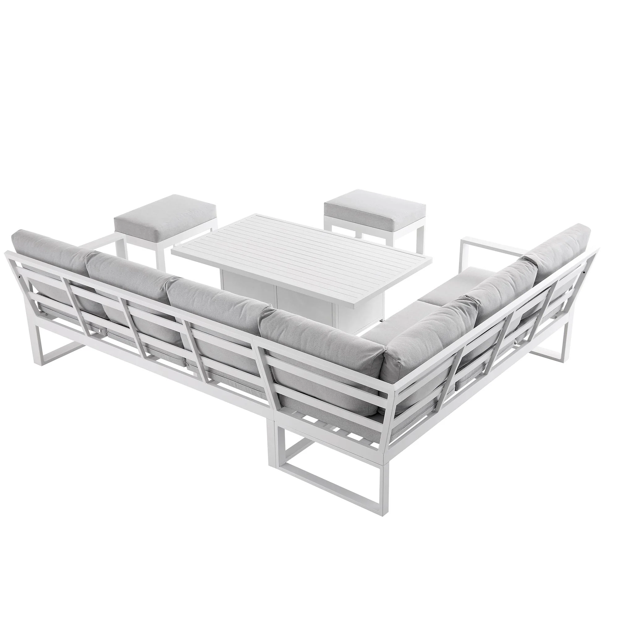 Albany Aluminium Large Corner Casual Dining Set with Rising Table, White - Image 10