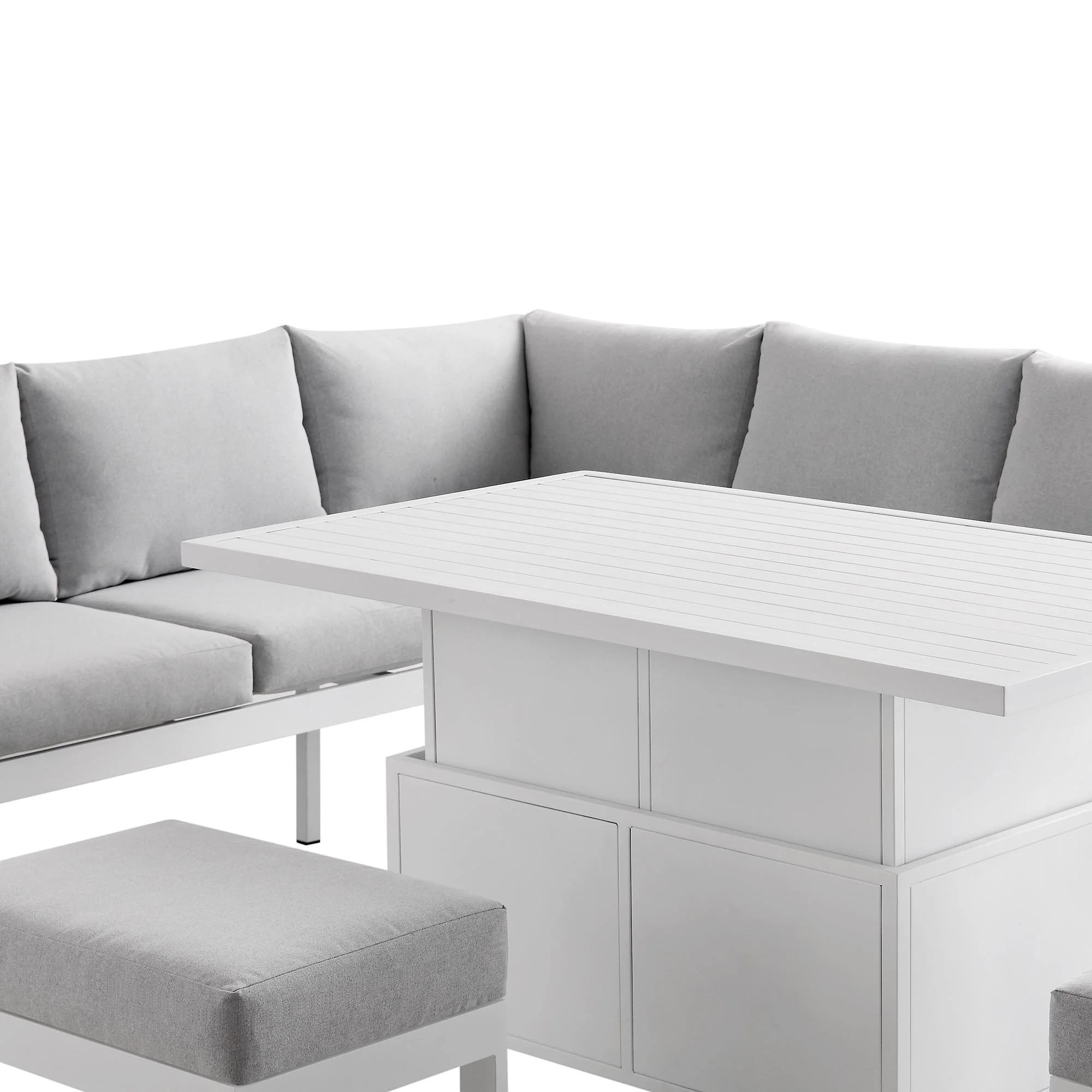Albany Aluminium Large Corner Casual Dining Set with Rising Table, White - Image 11