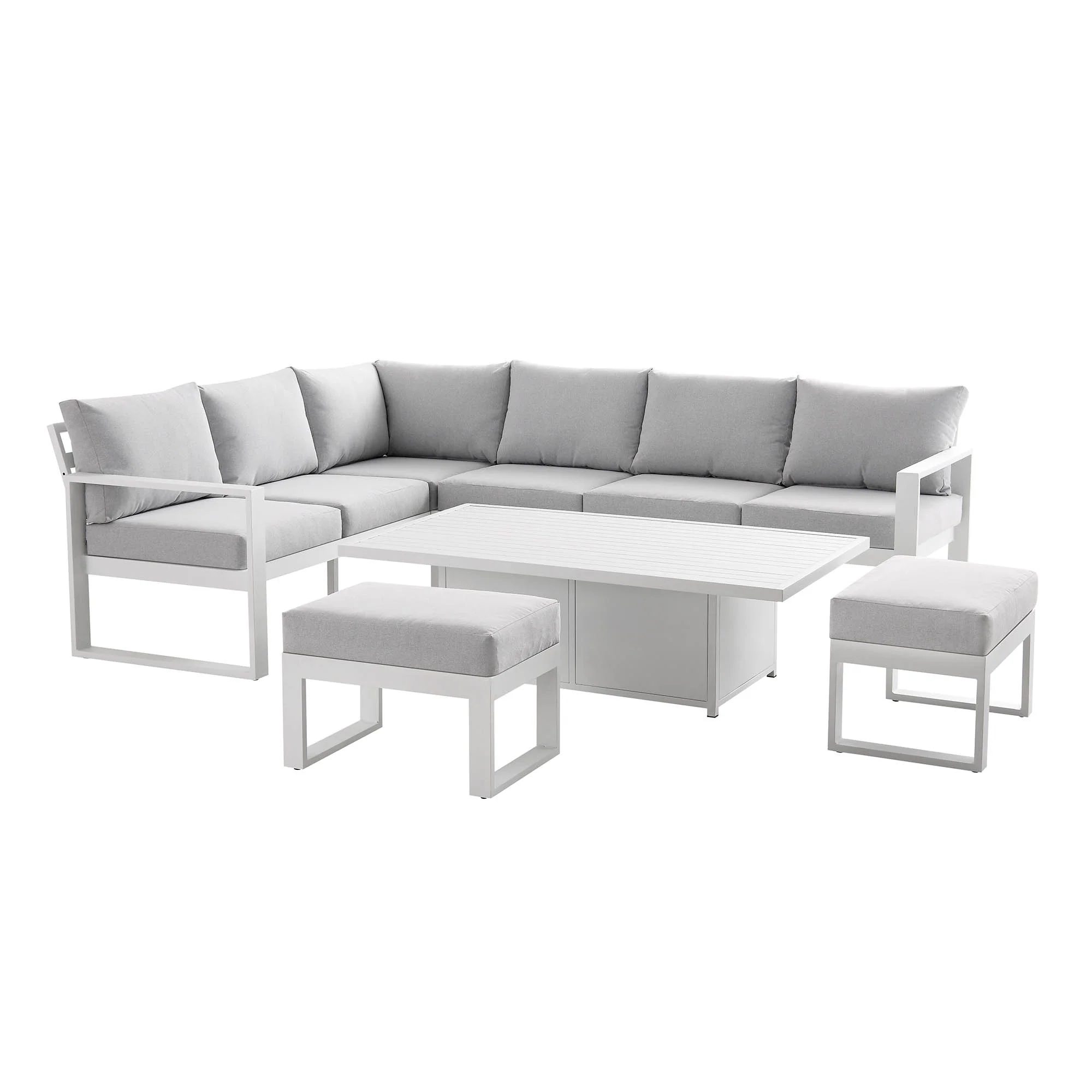 Albany Aluminium Large Corner Casual Dining Set with Rising Table, White - Image 3
