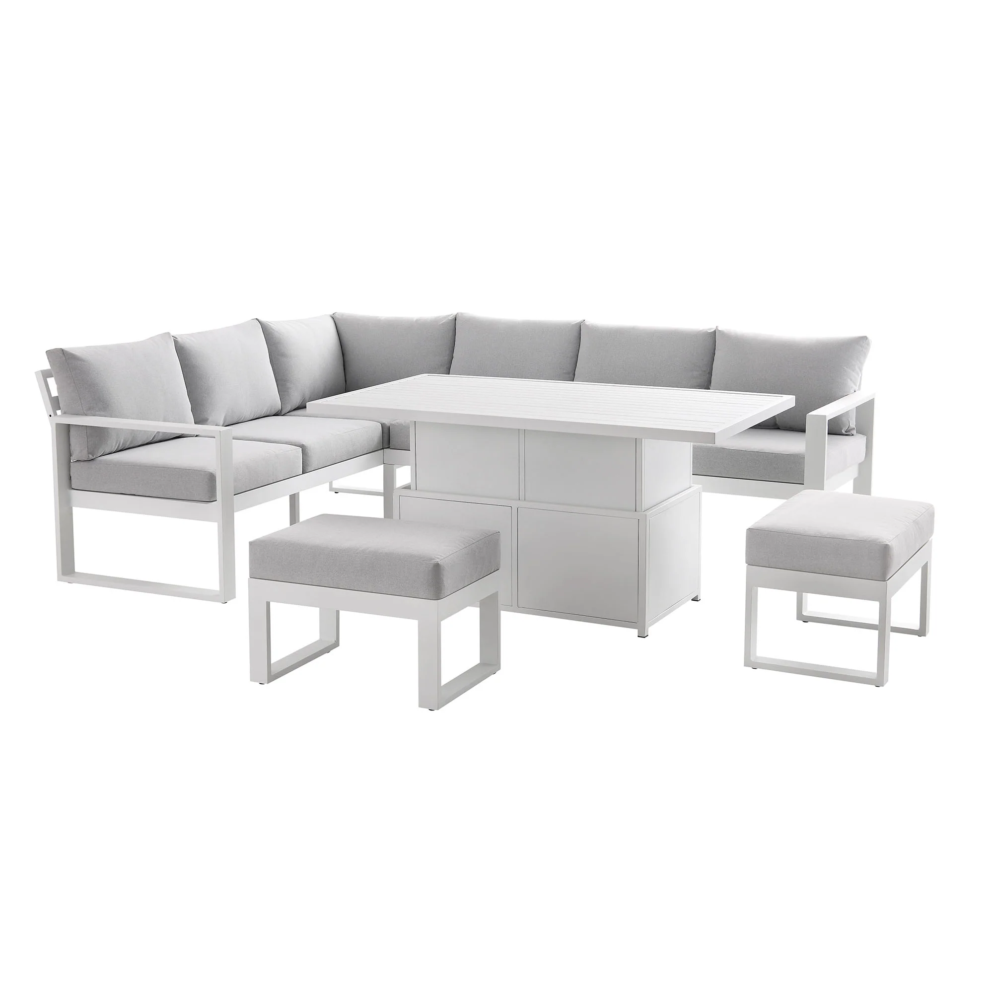 Albany Aluminium Large Corner Casual Dining Set with Rising Table, White - Image 4