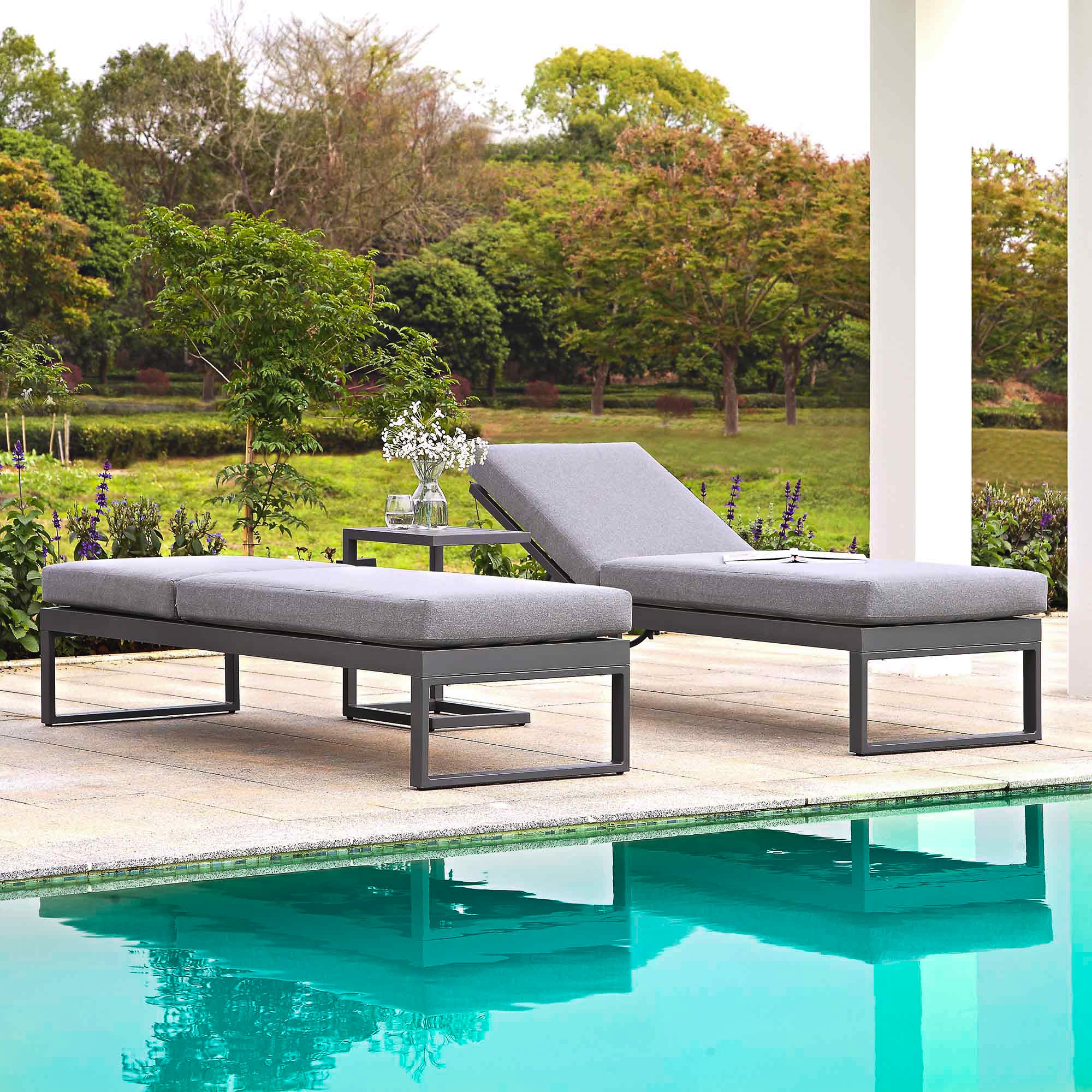 Albany Aluminium Sun Lounger, Grey - Image 2