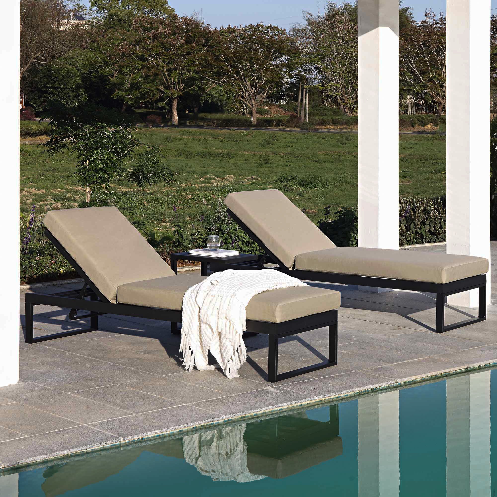 Albany Aluminium Sun Lounger and Side Table Set, Taupe - Image 2