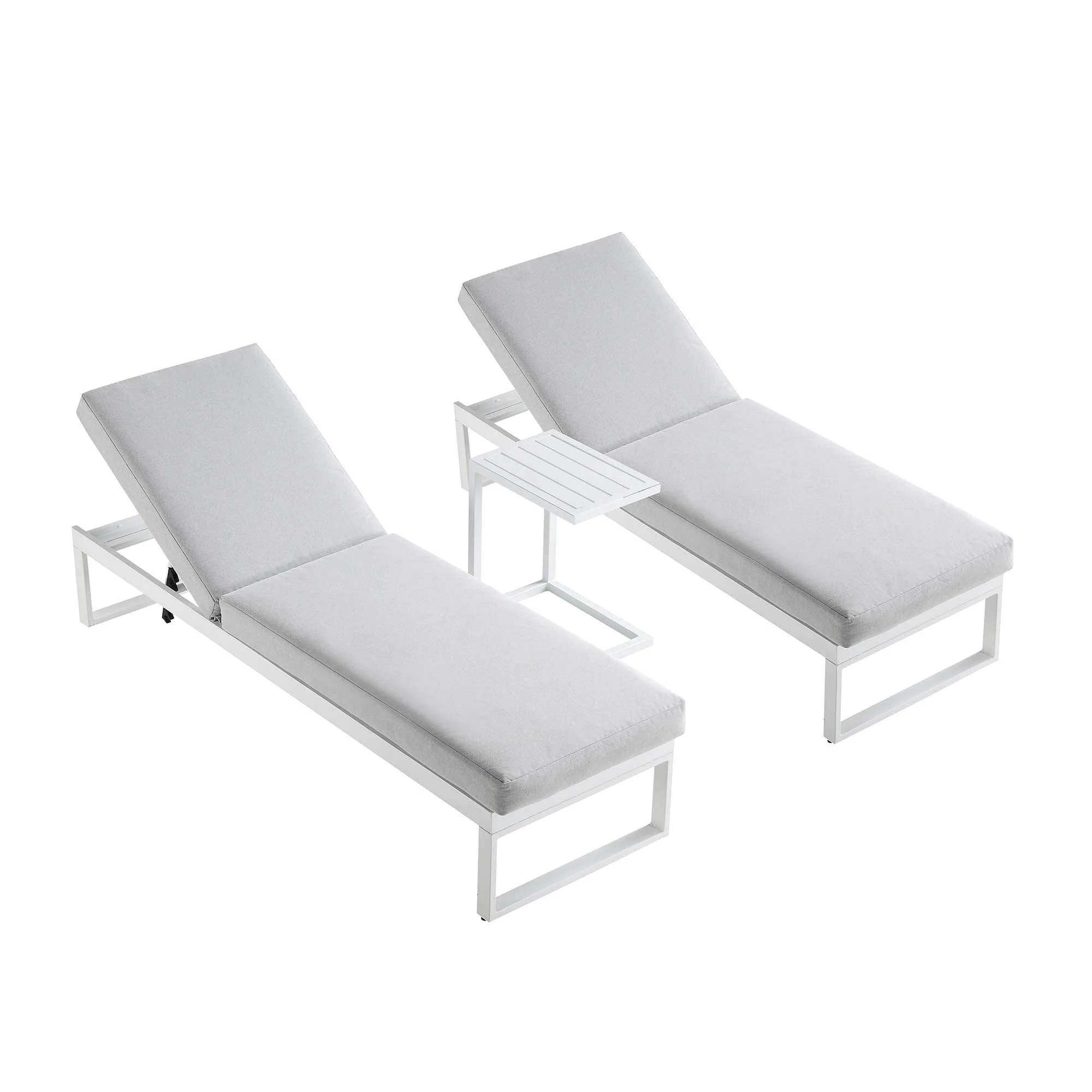 Albany Aluminium Sun Lounger and Side Table Set, White - Image 7