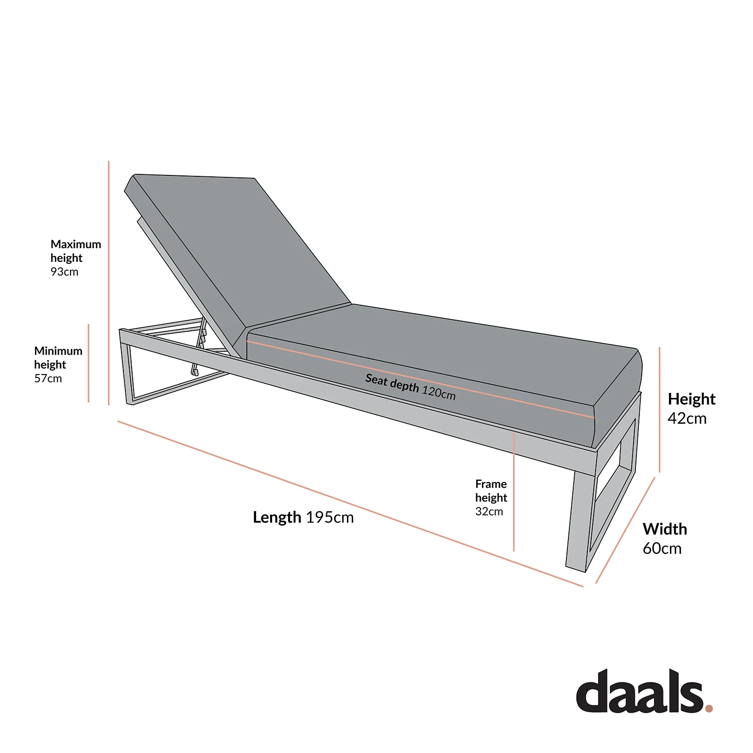 Albany Aluminium Sun Lounger, Grey - Image 5