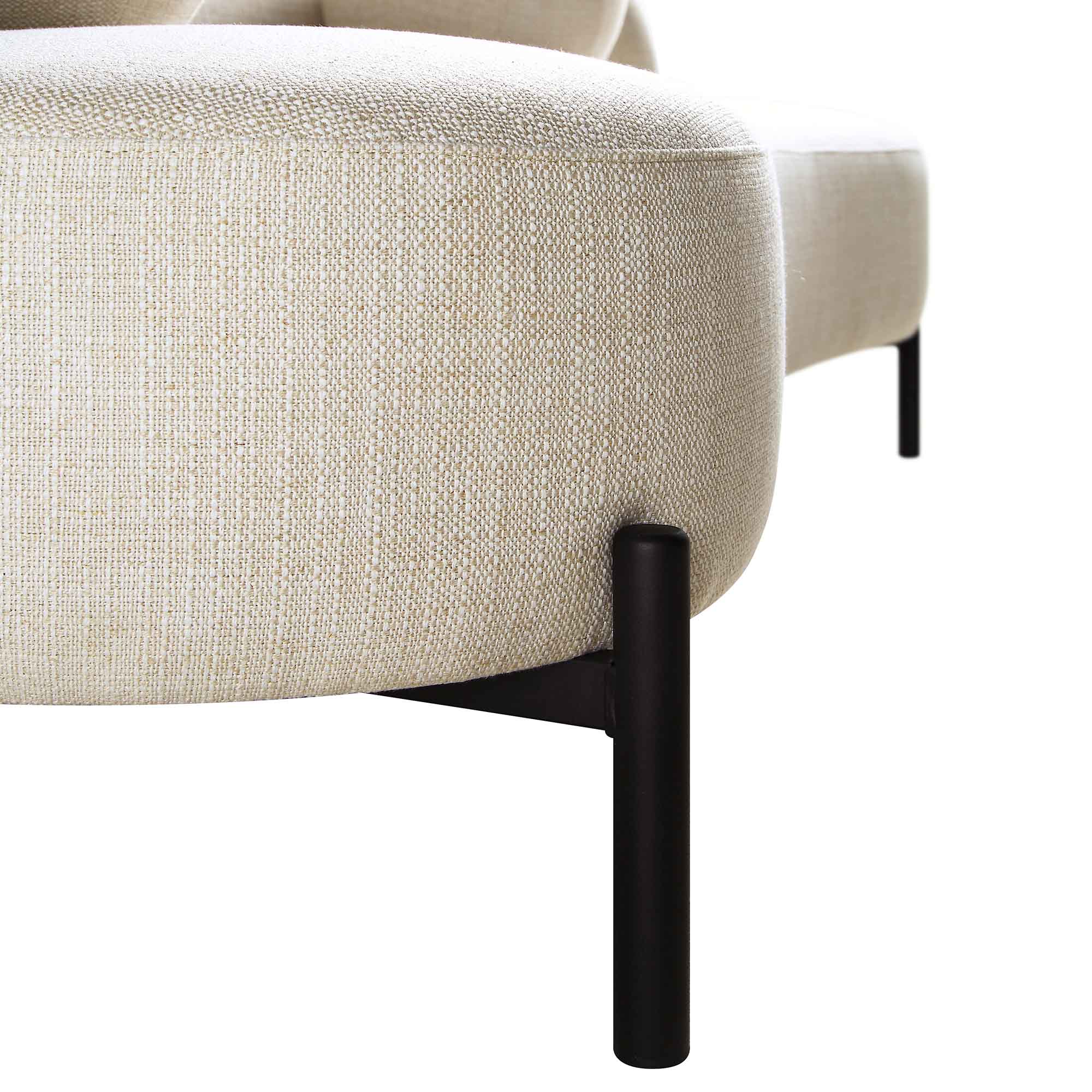 Amboise 3-Seater Curved Sofa with Ball Cushions, Beige Linen Blend - Image 16