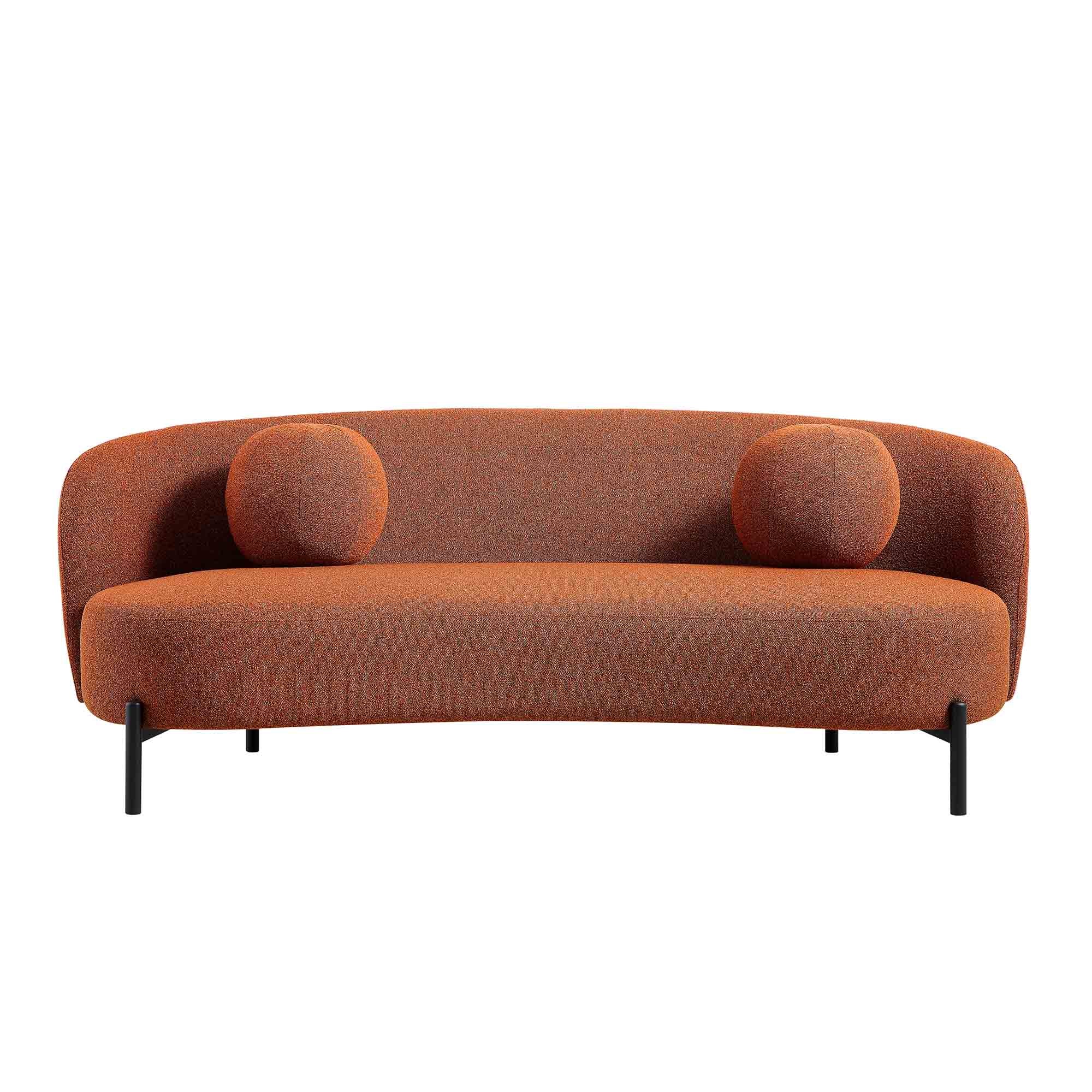 Amboise 3-Seater Curved Sofa with Ball Cushions, Brick Boucle - Image 9