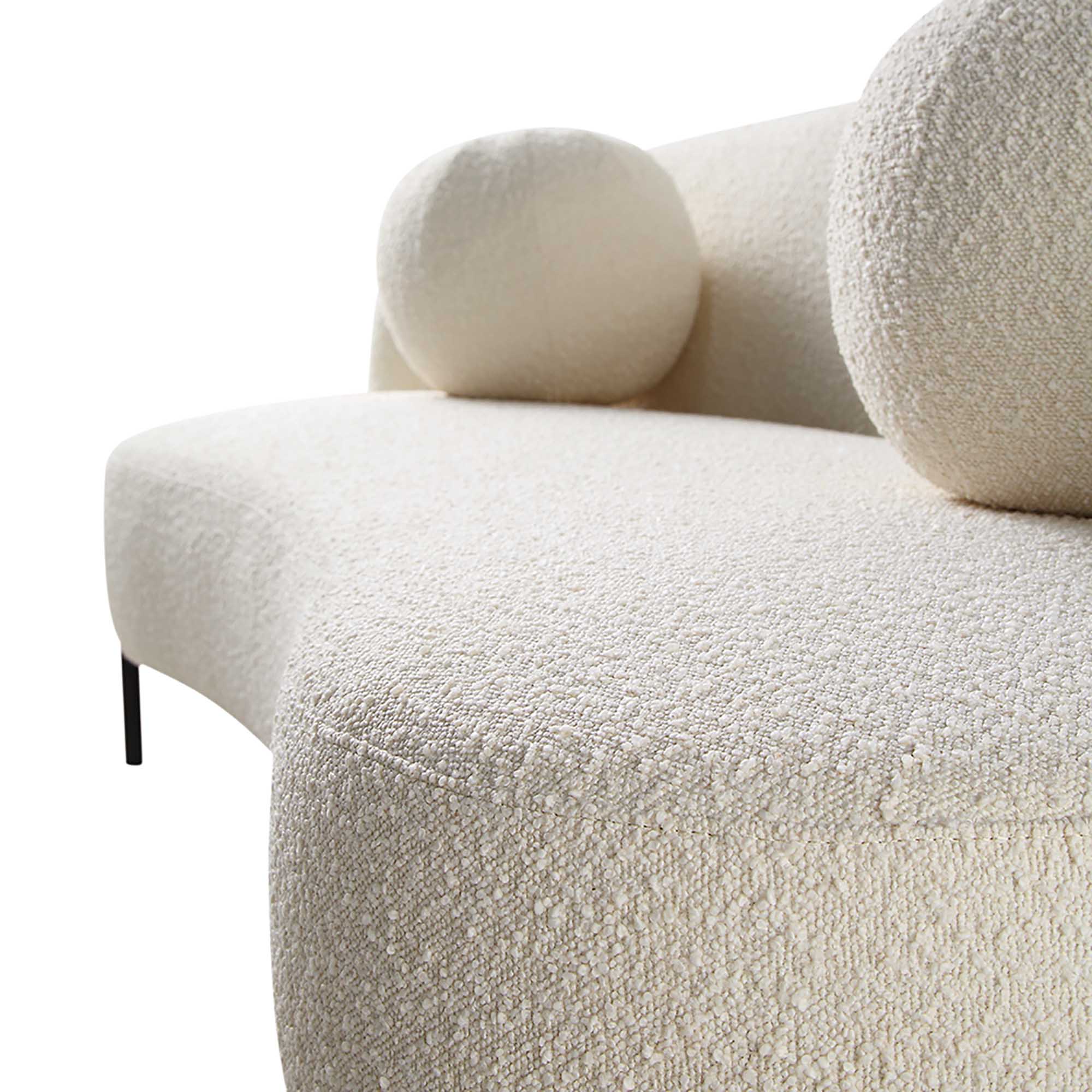 Amboise 3-Seater Curved Sofa with Ball Cushions, Ecru Boucle - Image 16