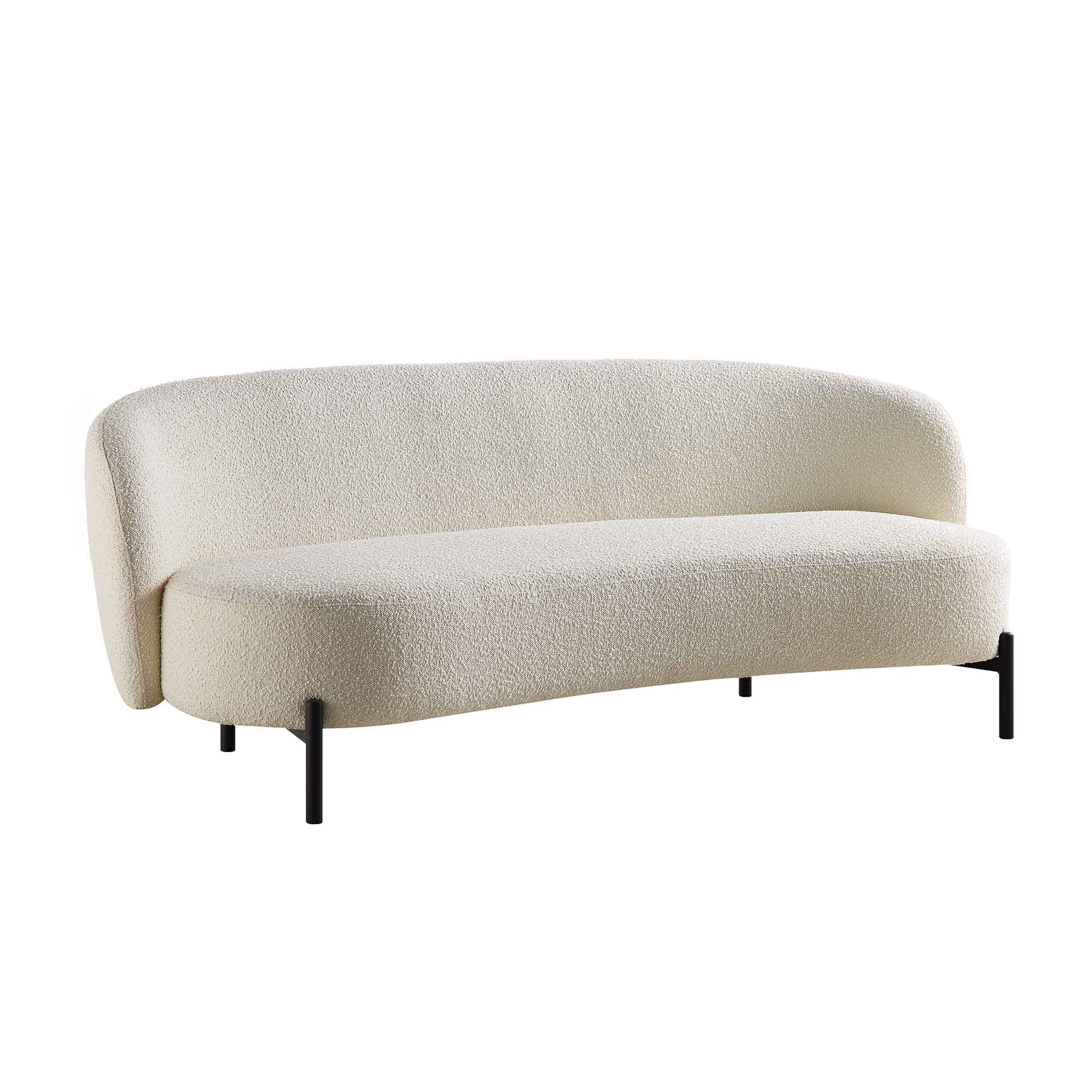 Amboise 3-Seater Curved Sofa with Ball Cushions, Ecru Boucle - Image 8
