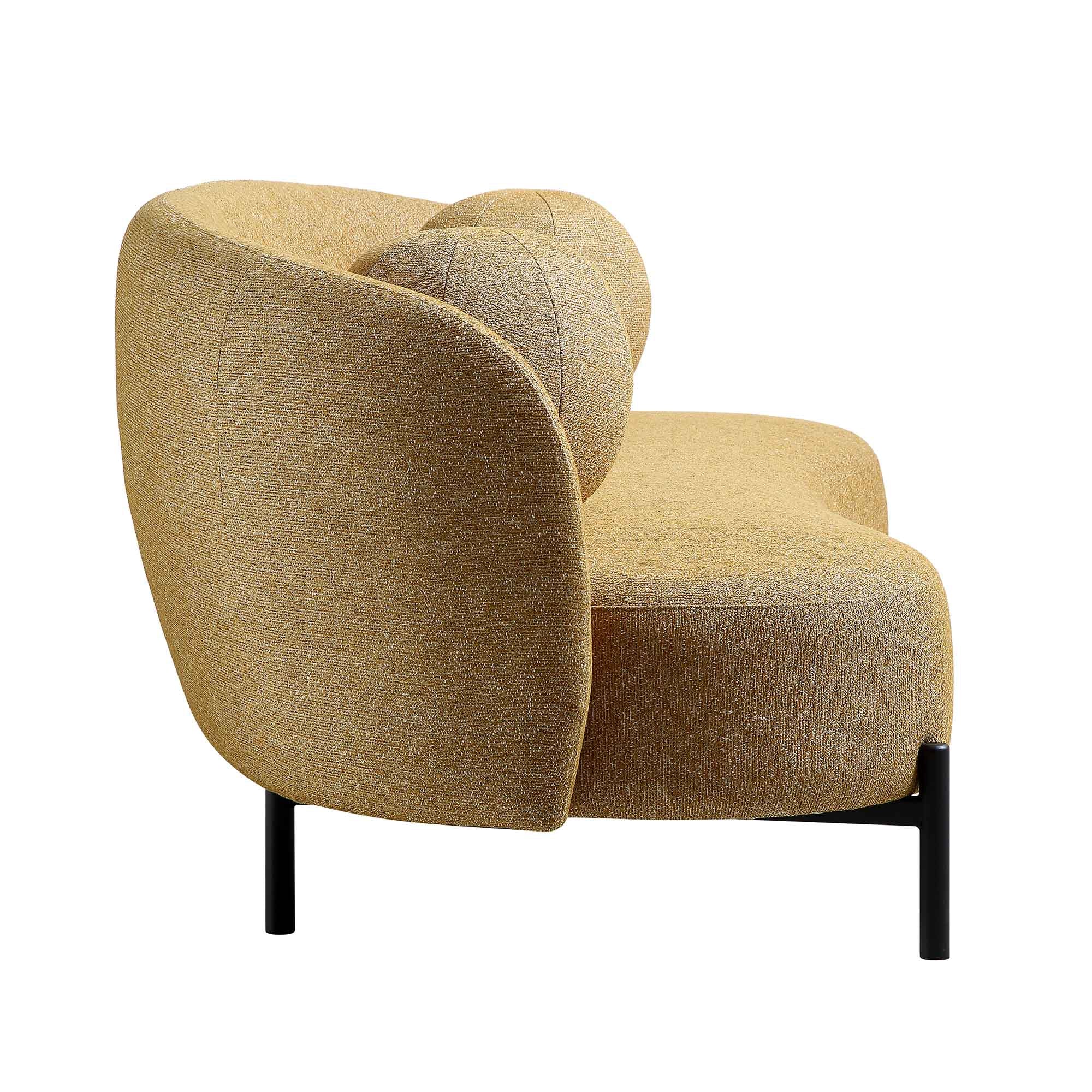 Amboise 3-Seater Curved Sofa with Ball Cushions, Marigold Textured Fabric - Image 10
