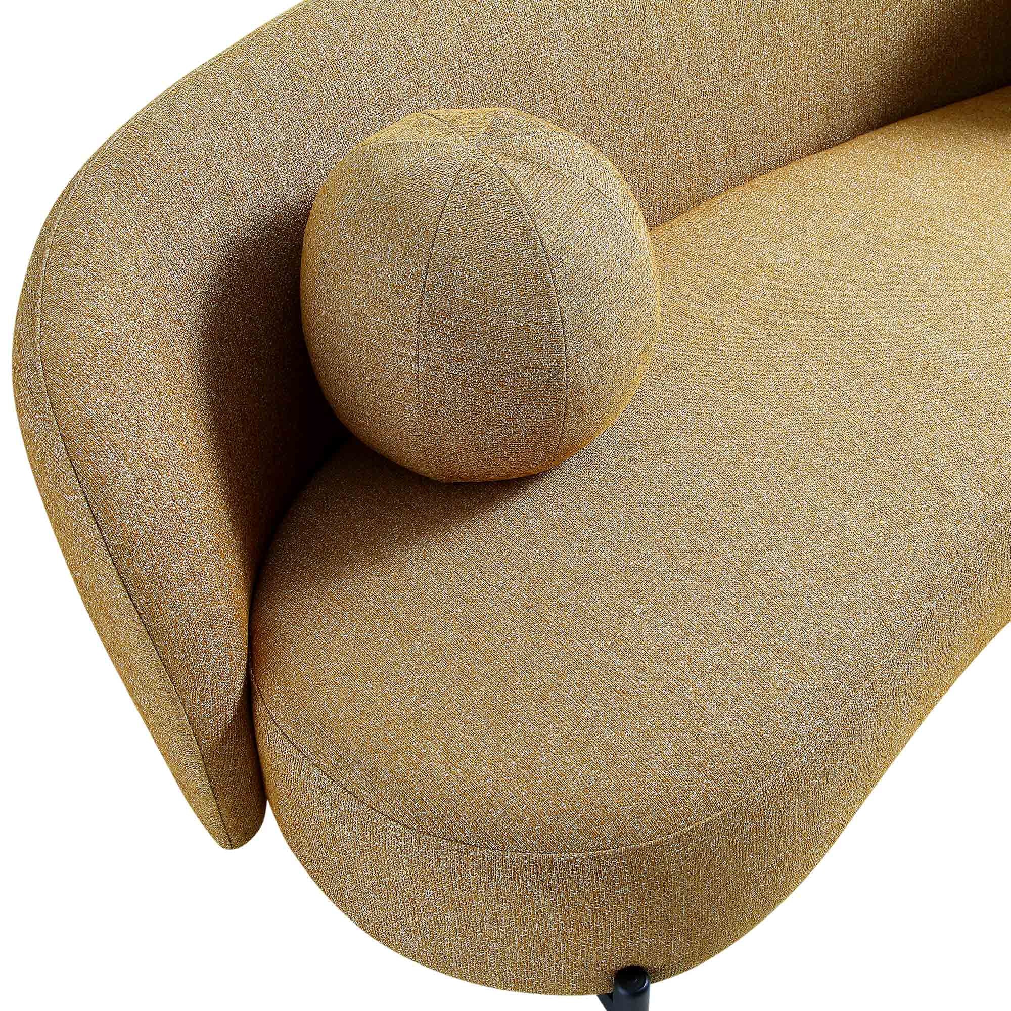 Amboise 3-Seater Curved Sofa with Ball Cushions, Marigold Textured Fabric - Image 12