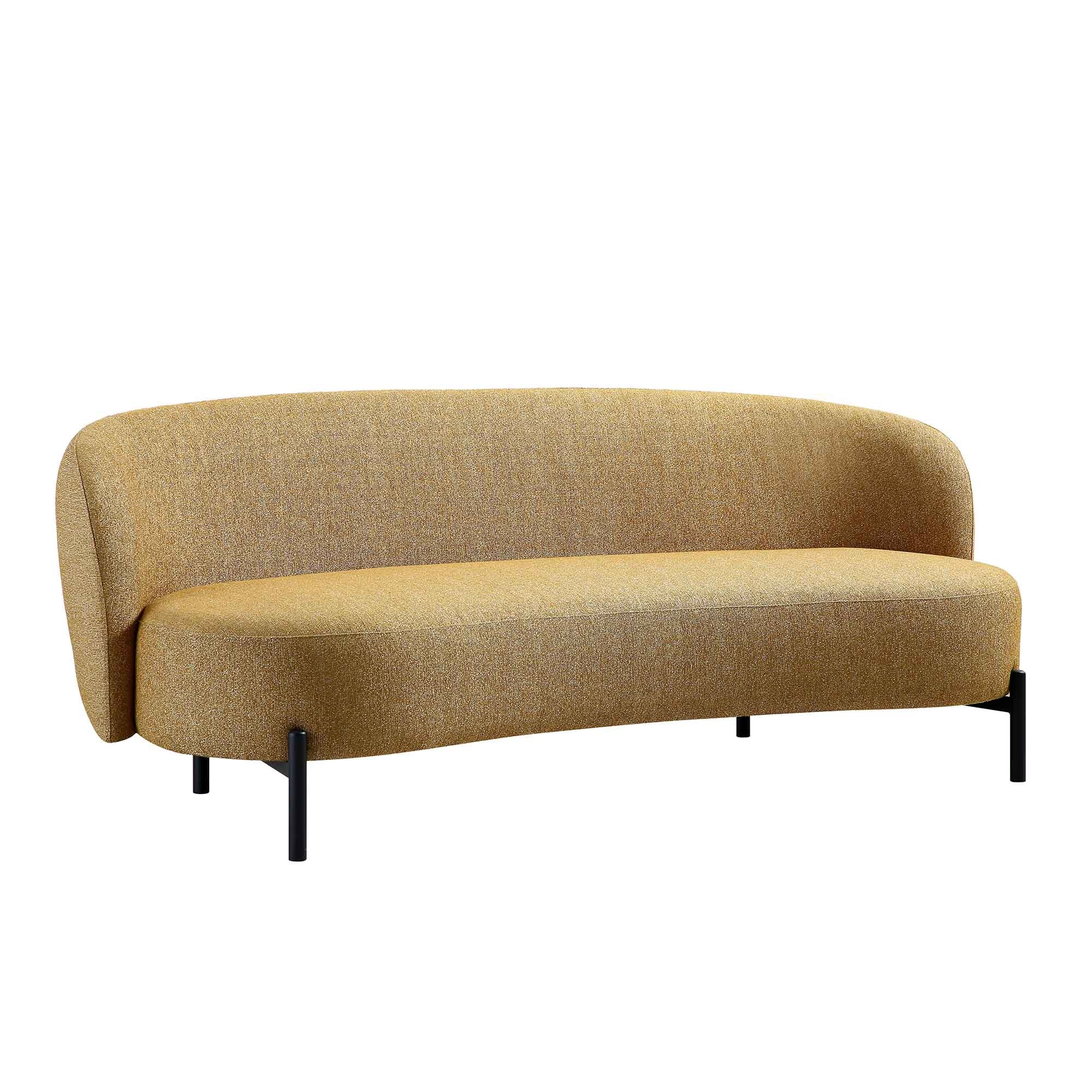 Amboise 3-Seater Curved Sofa with Ball Cushions, Marigold Textured Fabric - Image 8